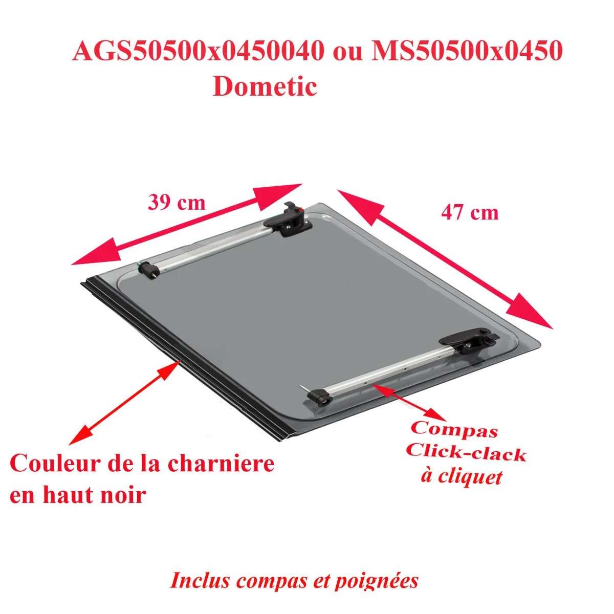 Dometic, vitre plexiglass, ou baie de remplacement de fenêtre de camping-car S5, ou S4 projetable 450×500 mm AGS50500x0450040 ou MS50500x0450 - Accessoires Outdoor pour Plus de Liberté de Mouvement Dometic, vitre plexiglass, ou baie de remplacement de fenêtre de camping-car  S5, ou S4