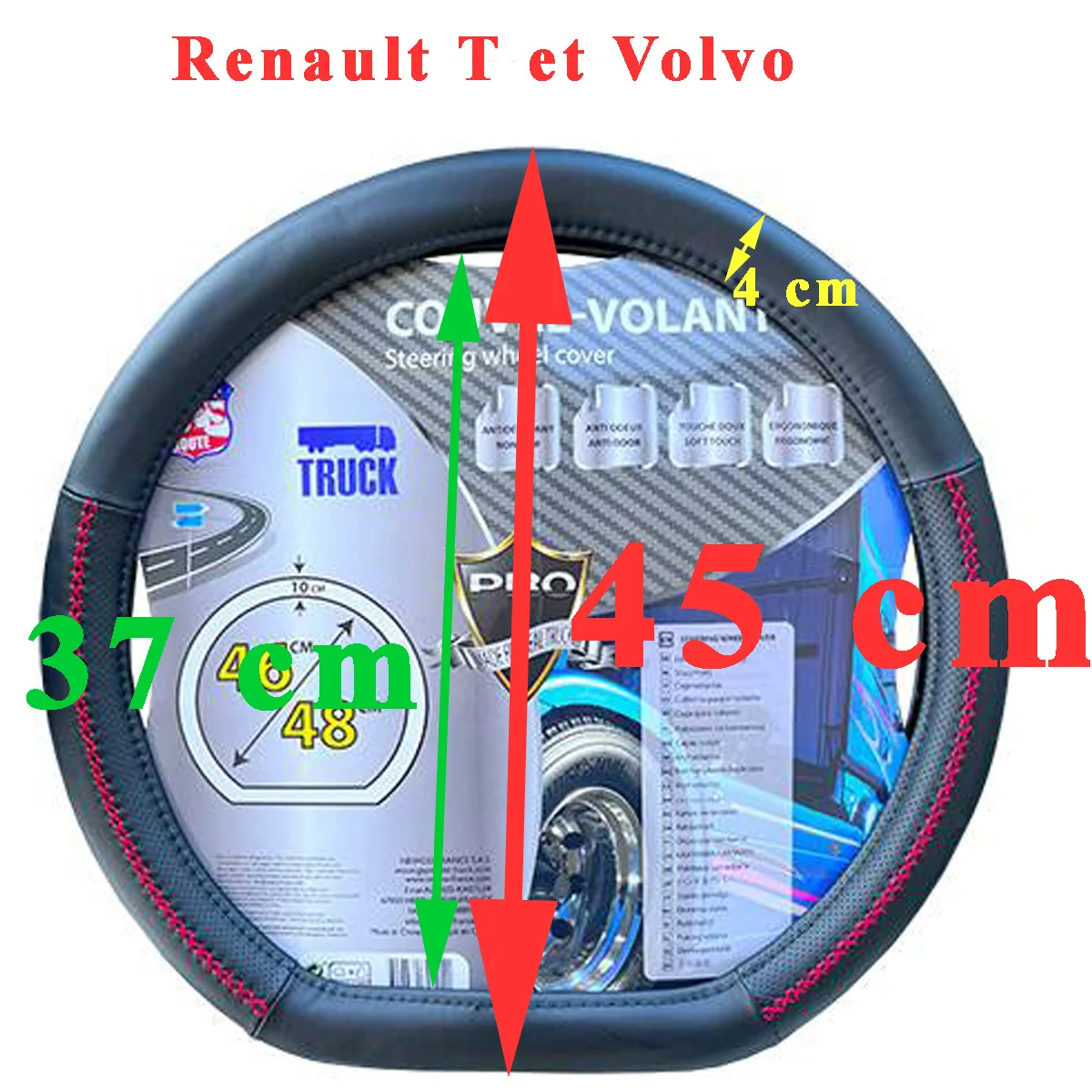Couvre Renault nouvelle génération Volvo noir surpiqure rouge grip cm taille Accessoires Outdoor Liberté Mouvement