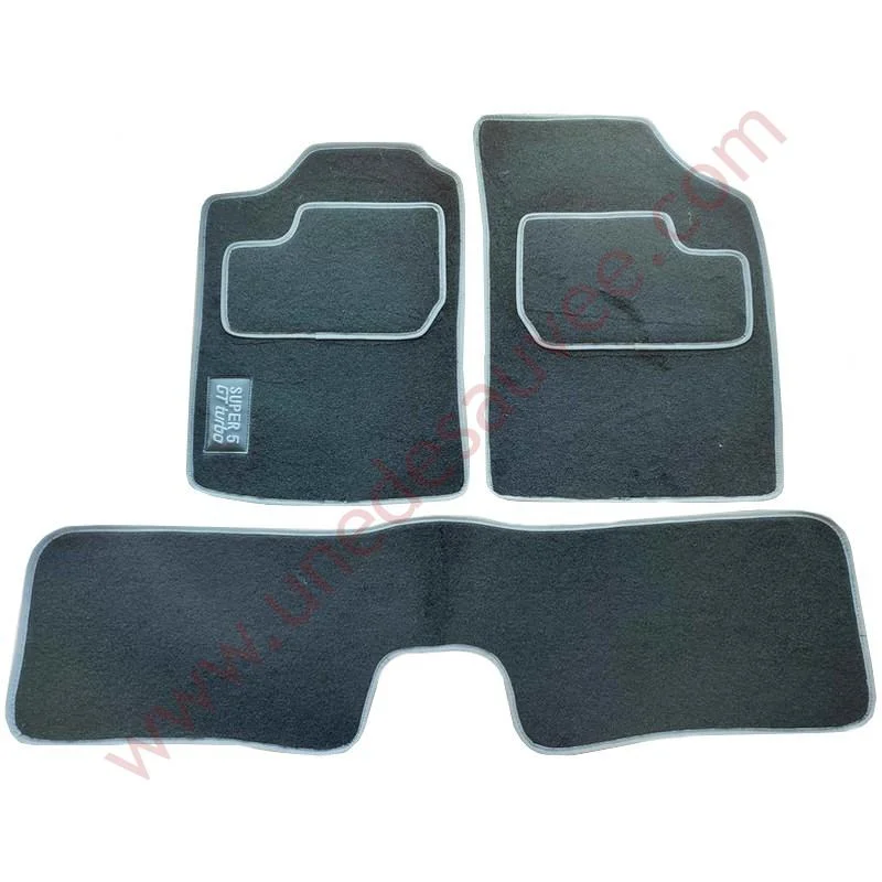 TAPIS SOL REVÊTEMENT MOQUETTE VELOURS NOIR ET BRODE GRIS RENAULT SUPER 5 GT TURBO - Saldi Straordinari – Offerte Speciali Disponibili Adesso Tapis de voiture sur mesure, personnalisés et de qualité. Excellence pour  RENAULT SUPER 5 GT TURBO - Tontapis.com