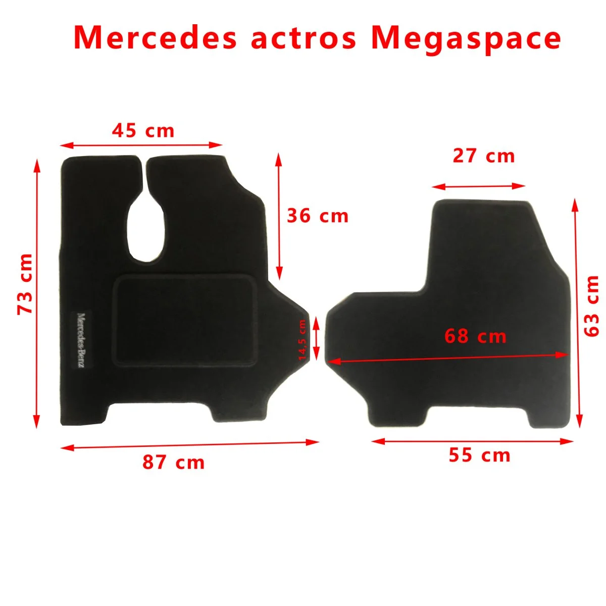 Tapis noir pour Mercedes Benz Megaspace moquette avec broderie blanc MERCEDES BENZ - Accessoires Outdoor pour Plus de Liberté de Mouvement - {'count': 2, 'name': 'Noir'}