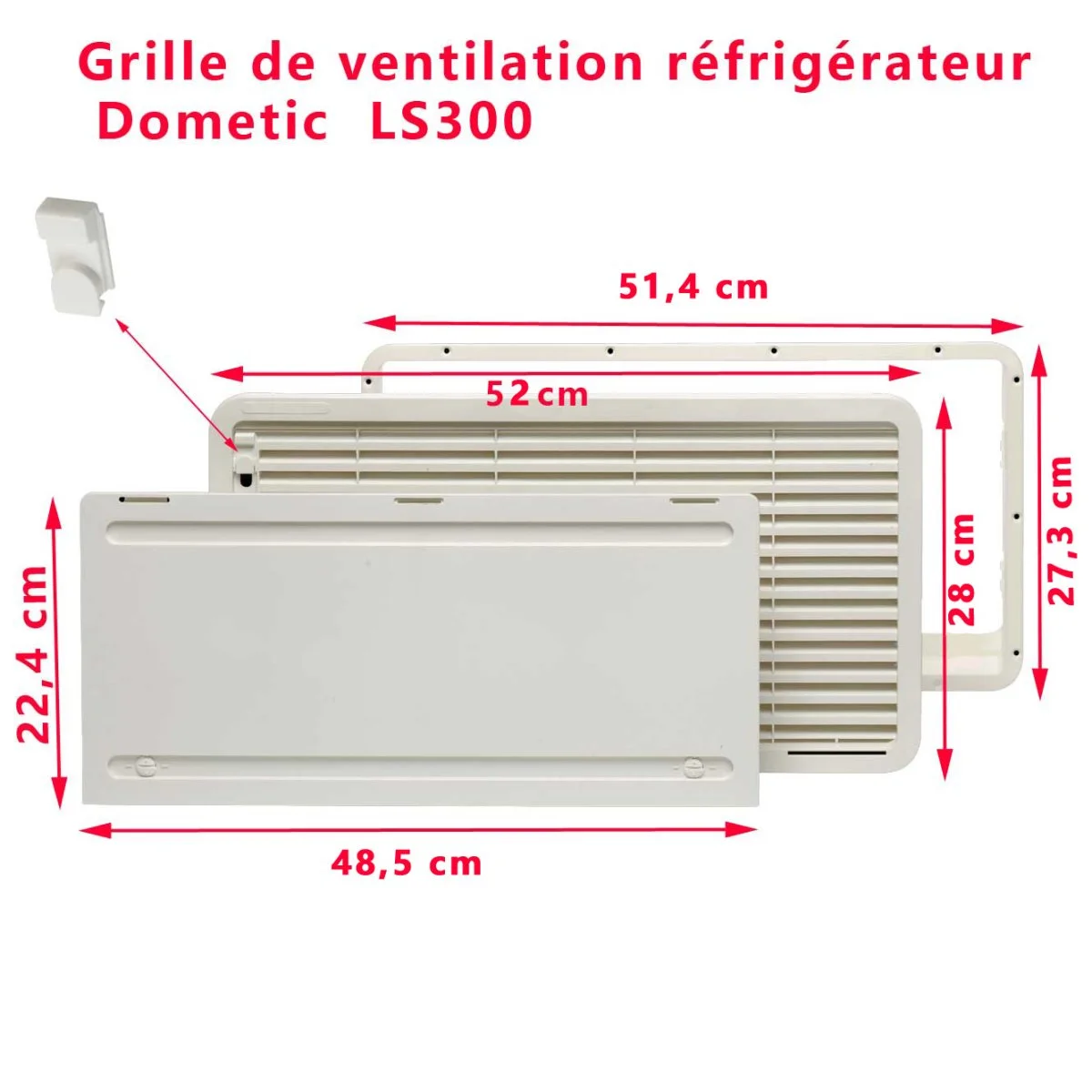 Grille de ventilation complète blanc LS300 279 x 518 mm par Dometic - Accessoires Outdoor pour Plus de Liberté de Mouvement - {'count': 2, 'name': 'Merlin'}