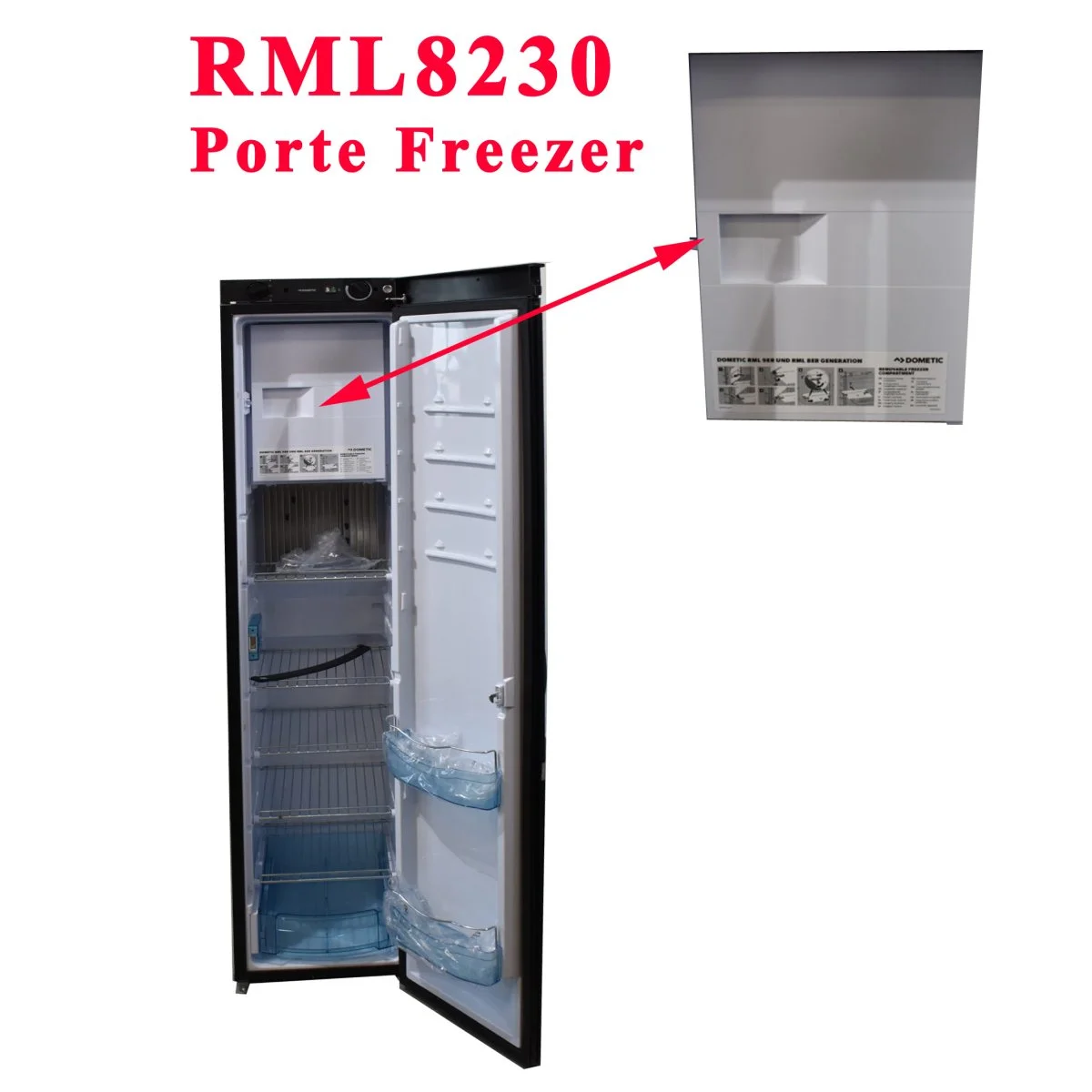 Dometic, porte freezer réfrigerateur RML8230 - Accessoires Outdoor pour Plus de Liberté de Mouvement Congélateur de 180L de capacité avec porte en verre et 2 étagères |  Congélateurs