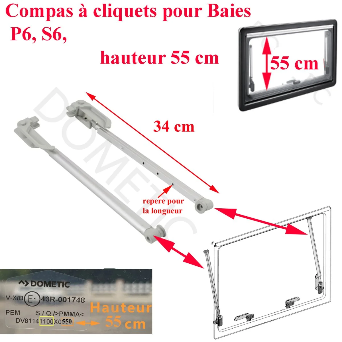Seitz, paire de vérin avec poignées et à cliquets ou compas pour les baies de hauteur 500 mm P6.4 Ausstellfenster, P6.5 Ausstellfenster, S6 Ausstellfenster, K6P Ausstellfenster, S5 Schiebefenster, P6 Ausstellfenster, K6 Ausstellfenster, S6 Top hung window - Accessoires Outdoor pour Plus