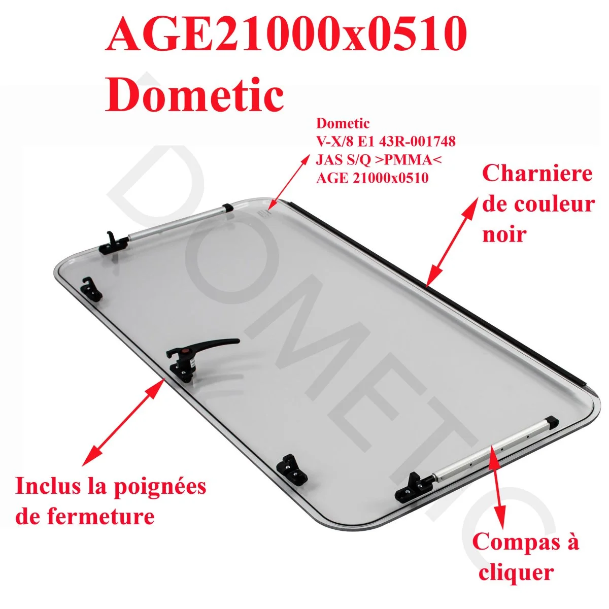 Dometic, FIN vitre plexiglass, ou baie de remplacement de fenêtre de camping-car S7 projetable 1000×0510 mm – AGE21000x0510 - Accessoires Outdoor pour Plus de Liberté de Mouvement