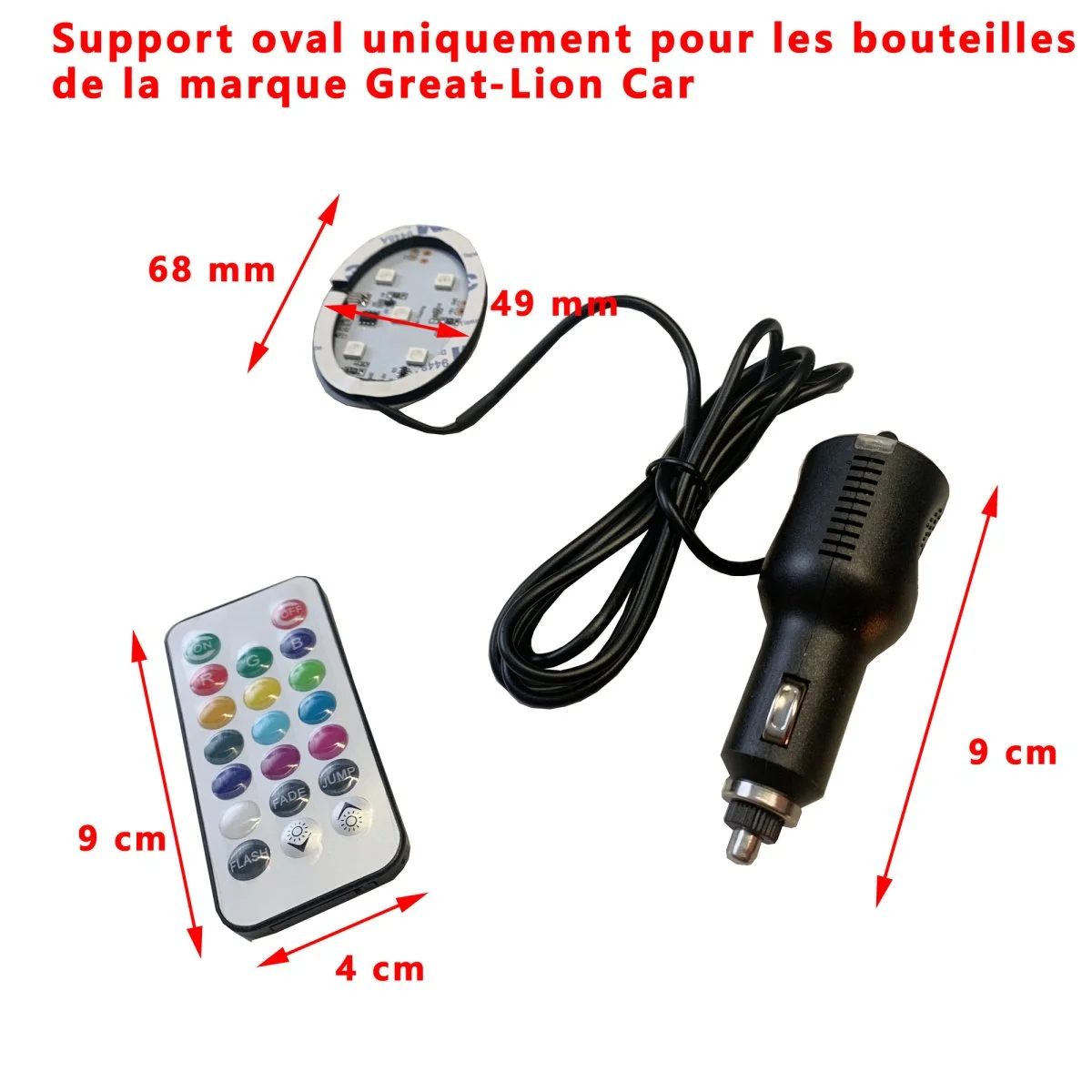 Support adhésif lumineux leds multicouleurs 12V 24V marque Great Lion Accessoires Outdoor Liberté Mouvement