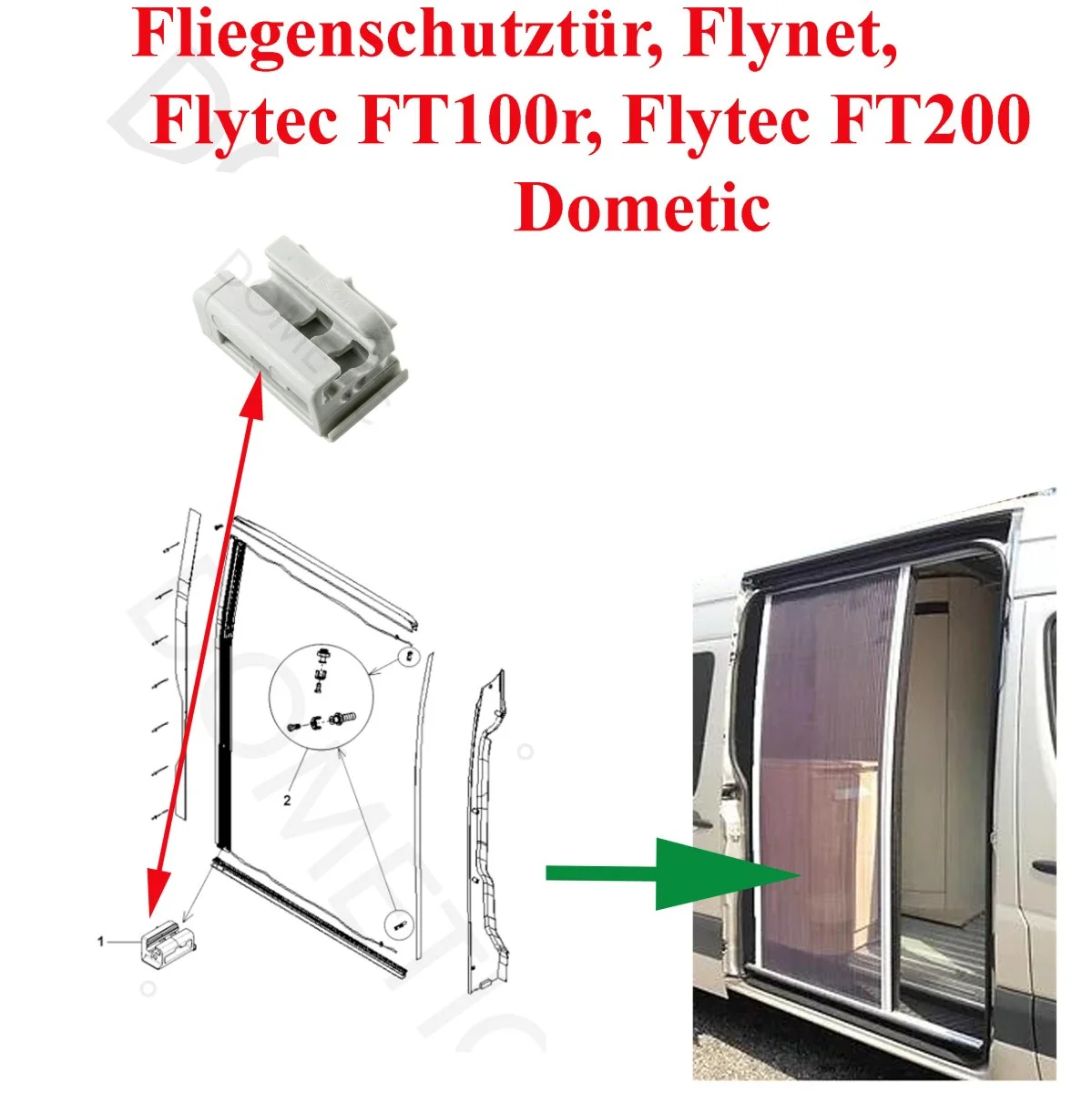 Dometic, clips emplacement en bas à droite pour la porte et moustiquaire Fliegenschutztur Flynet Flytec FT100r FlytecFT200 - Accessoires Outdoor pour Plus de Liberté de Mouvement Porte moustiquaire magnétique robuste, entrée mains libres sans effort,  empêche les insectes d'entrer,