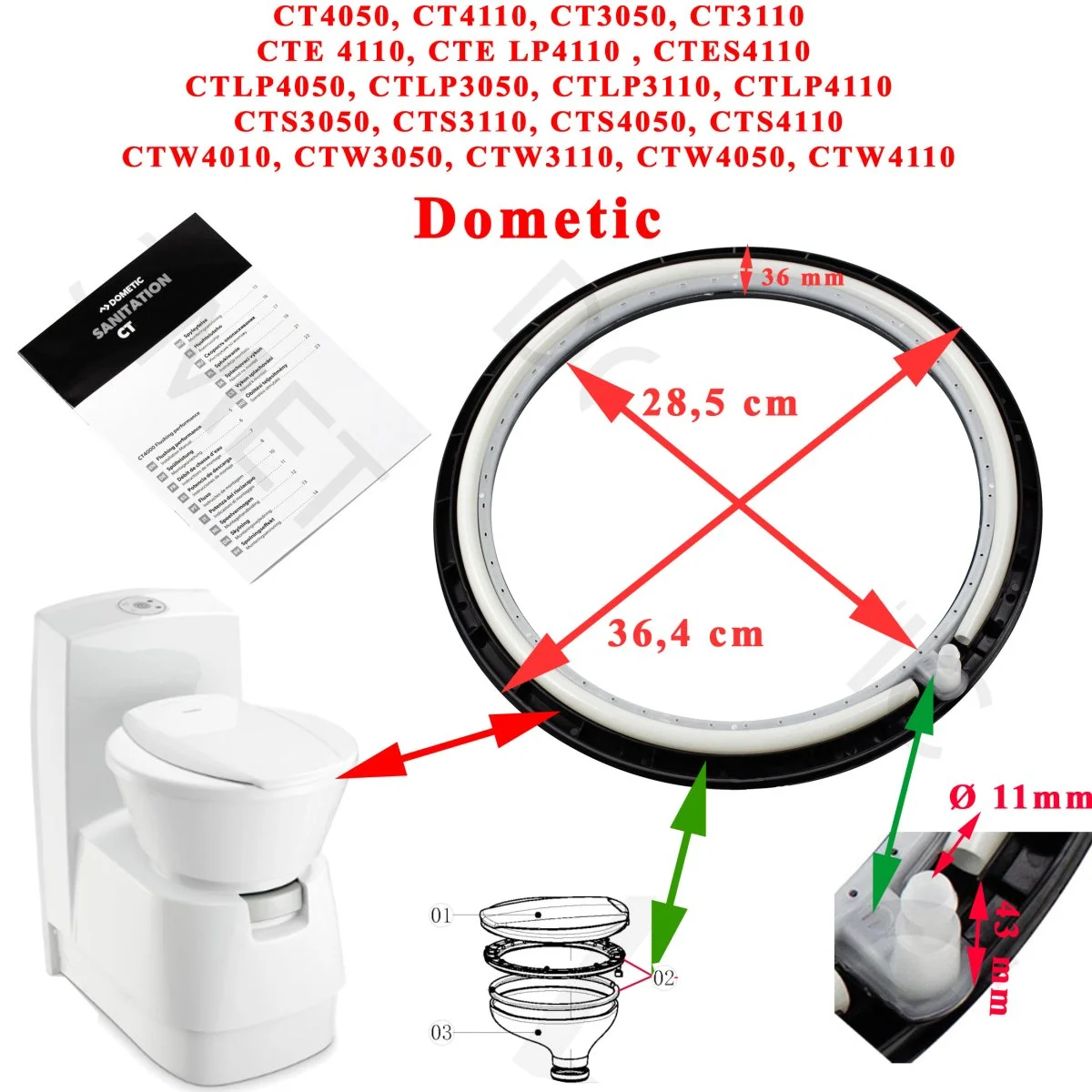 Couvercle céramique joint Dometic Accessoires Outdoor Liberté Mouvement