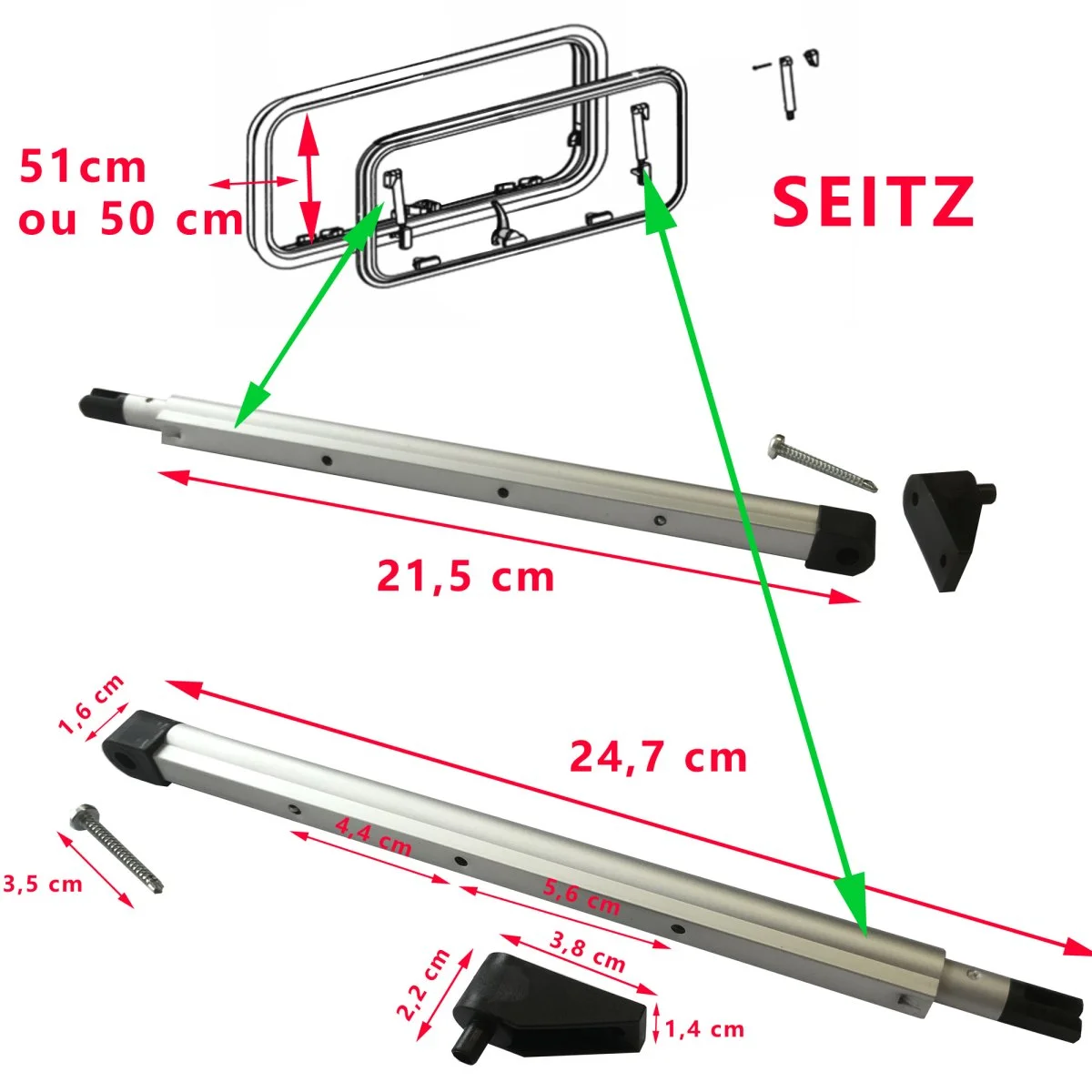 Paire compas vérins poignée baies hauteur cm Accessoires Outdoor Liberté Mouvement