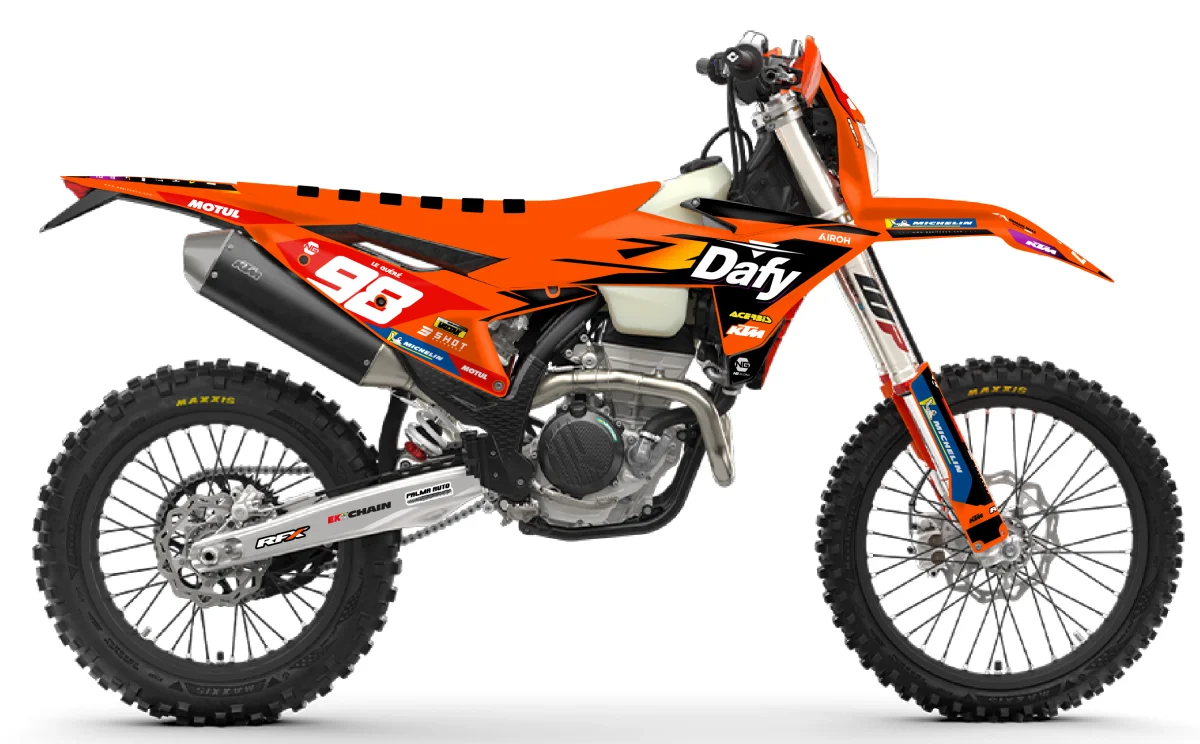 Kit déco NG KTM 125 / 250 / 300 / 350 / 450 / 500 EXC / EXCF / TPI 2026 | DAFY Enduro Team 2026 - Tout pour Créer des Expériences Mémorables en Extérieur KTM 450 EXC-F 2025 - Fiche technique, prix, avis