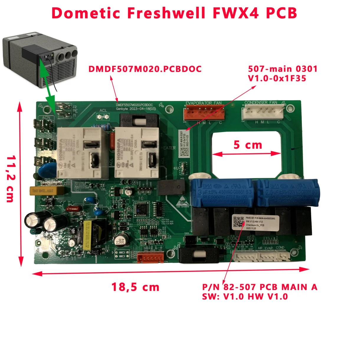 Dometic Freshwell FWX4 MAIN platine Puissance V1.0 0x1F35 Accessoires Outdoor Liberté Mouvement