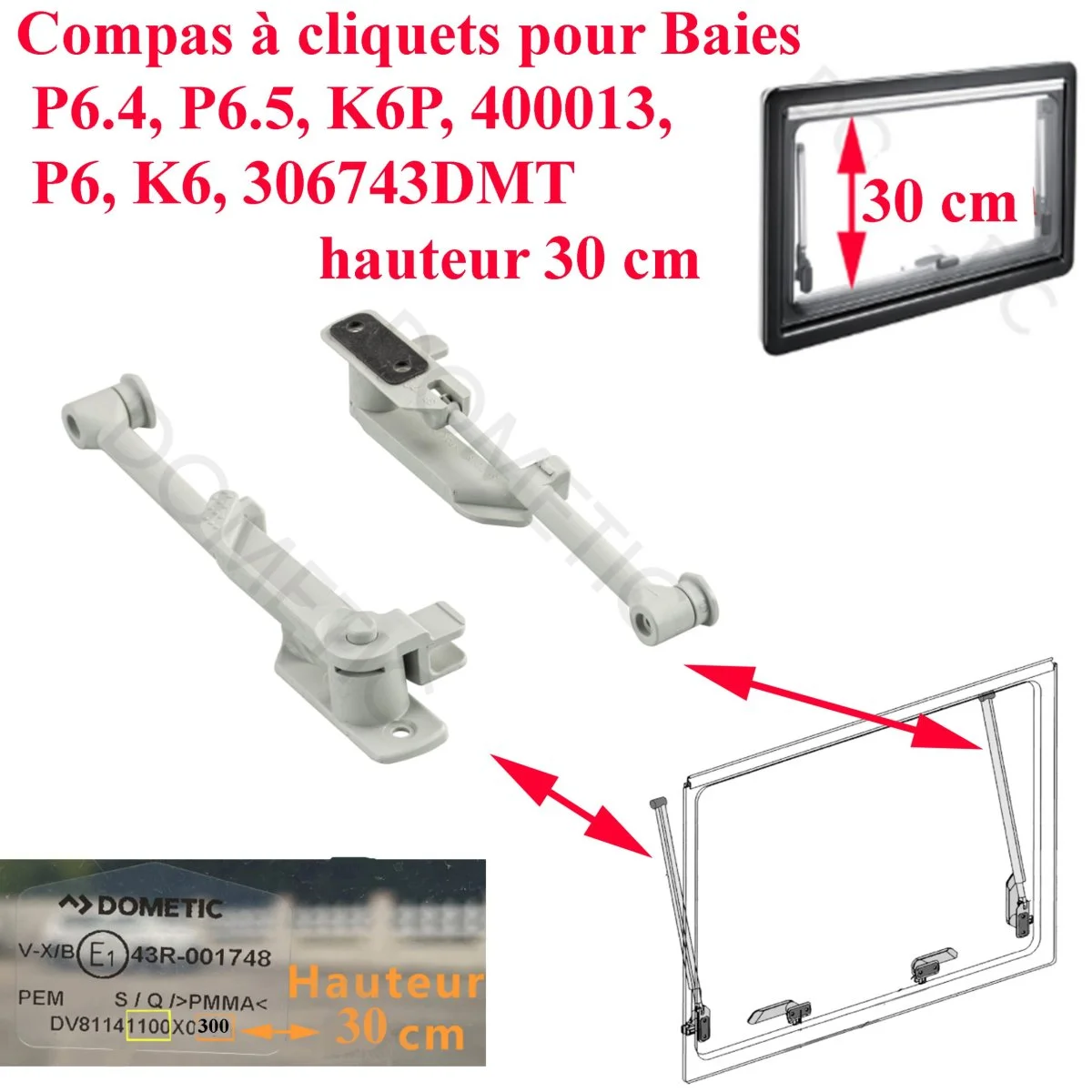 Seitz paire vérin cliquets compas baies hauteur mm baies P6.5 K6 Ausstellfenster Accessoires Outdoor Liberté Mouvement