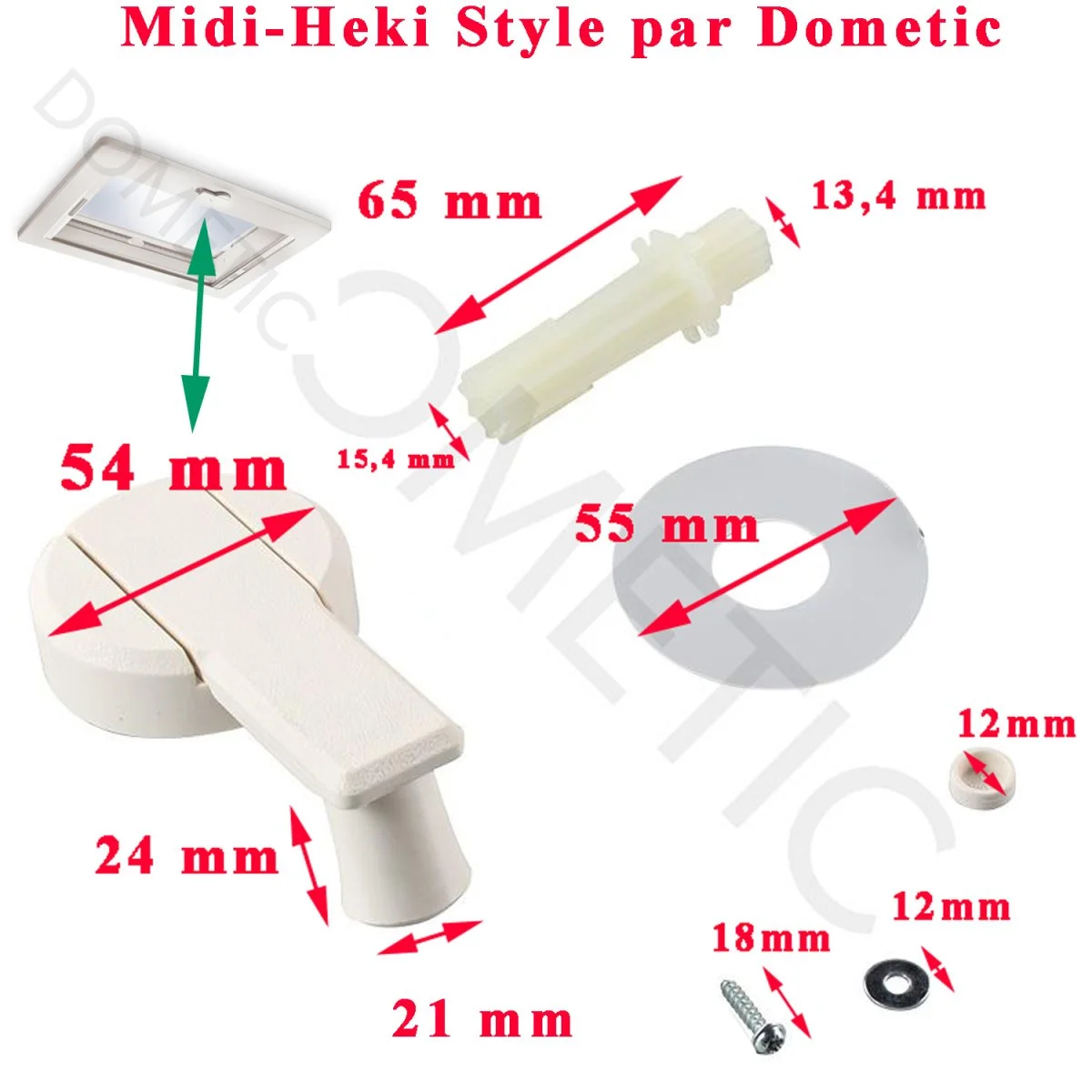 Midi-Heki, manivelle du lanterneau Midi-Heki Style Art.1491 Art.1475 BG4052 avec pièces de montage par Dometic - Accessoires Outdoor pour Equipements Plus de Liberté de Mouvement