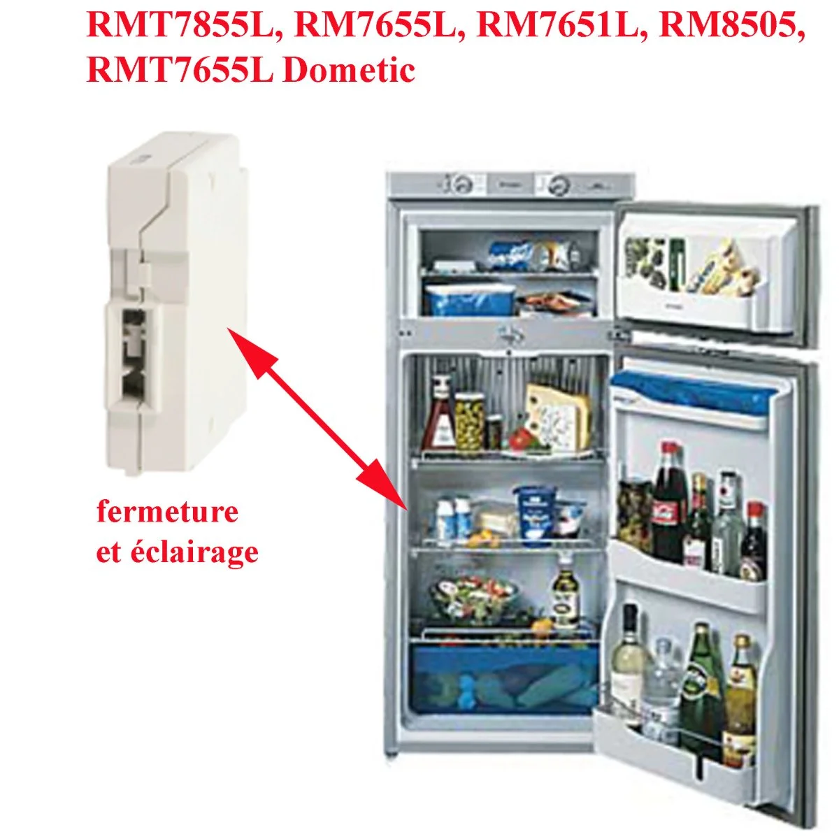Dometic, serrure de porte avec éclairage intérieur pour les réfrigérateurs caravane RM7655L, RM7651L, RM8505, RMT7655L, RMT7855L par MARQUARDT - Accessoires durable Outdoor pour Plus de Liberté de Mouvement