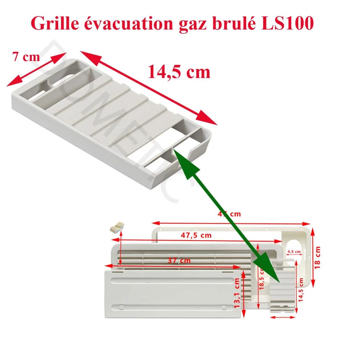 Dometic, grille évacuation des gaz brulés pour les grilles de mobile ventilations: AS1620, AS1625, A1609, A1620, A1625, L100, LS100 - Accessoires Outdoor pour Plus de Liberté de Mouvement