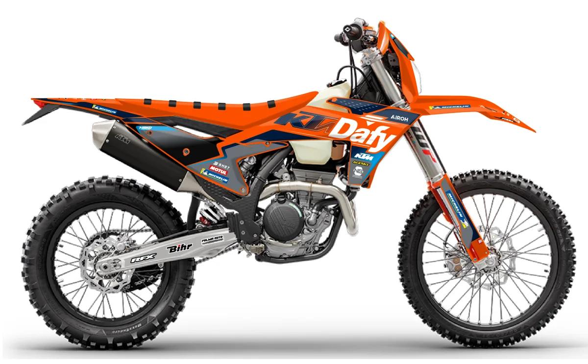 Kit déco NG KTM 125 / 250 / 300 / 350 / 450 / 500 EXC / EXCF / TPI 2024 -> 2025 | DAFY Enduro Team 2025 - Tout pour Créer des Expériences Mémorables en Extérieur KTM 450 EXC-F Six Days 2018 - Fiche moto, prix, avis