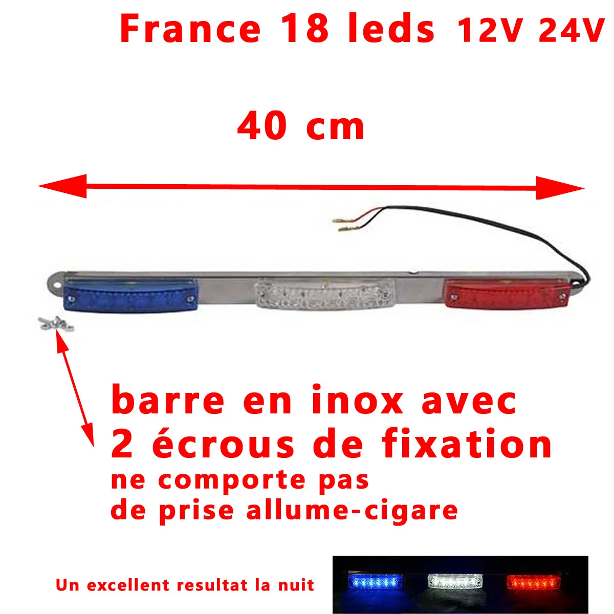 Feu gabarit Pays inox 40 cm 3×6 led différentes couleurs 24V et 12V - Accessoires Outdoor pour multicolor Plus de Liberté de Mouvement