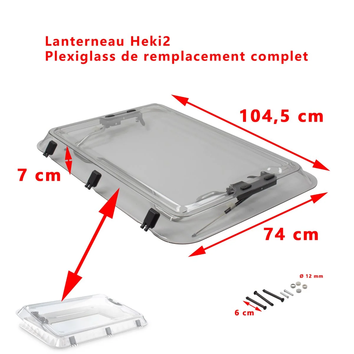Dôme acrylique SE10701047X720 pour lanterneau ou Couvercle en plexiglass complet pour HEKI 2 - Accessoires Outdoor pour Plus montage de Liberté de Mouvement