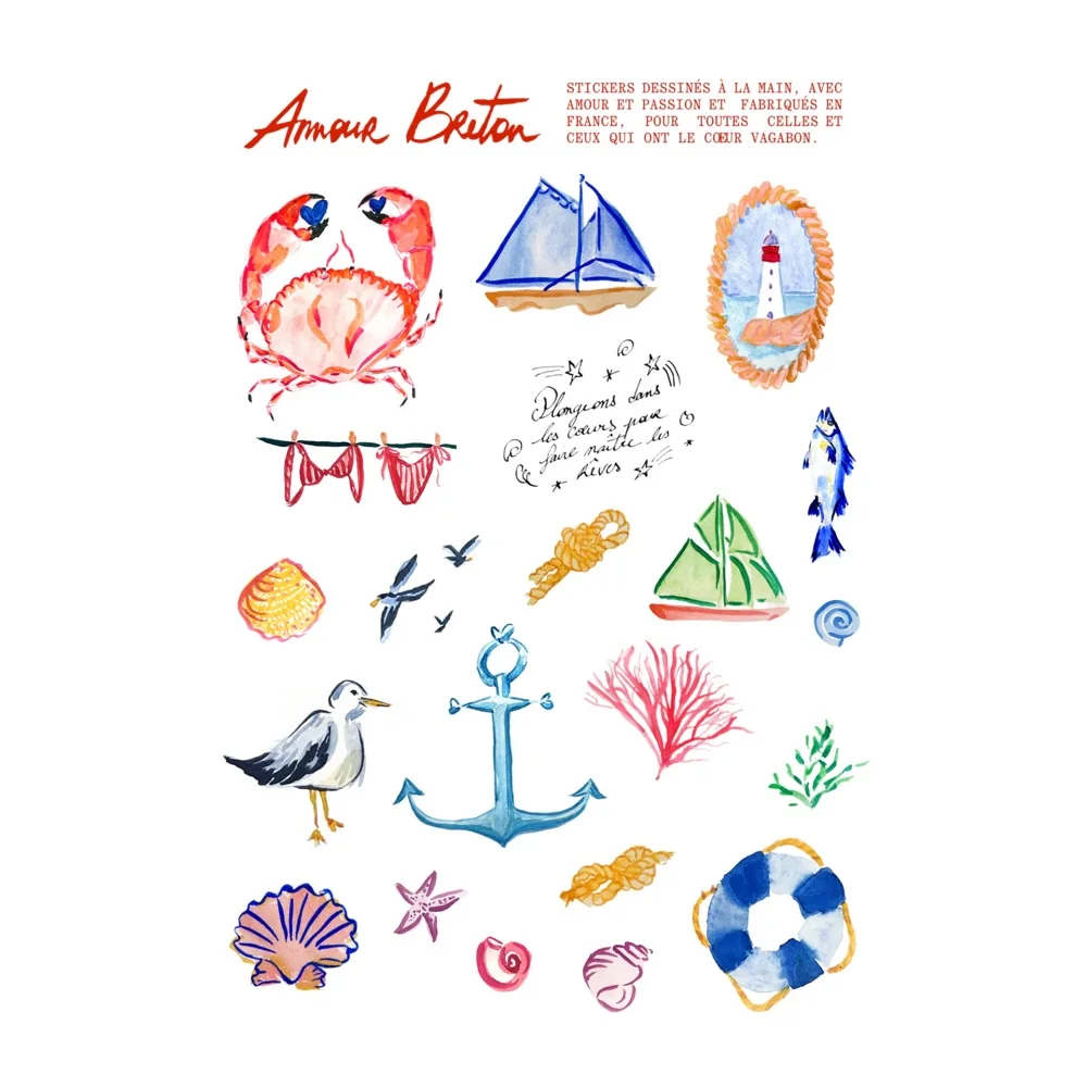 Planche Stickers Amour Breton Mer Organisation maison solutions rangement