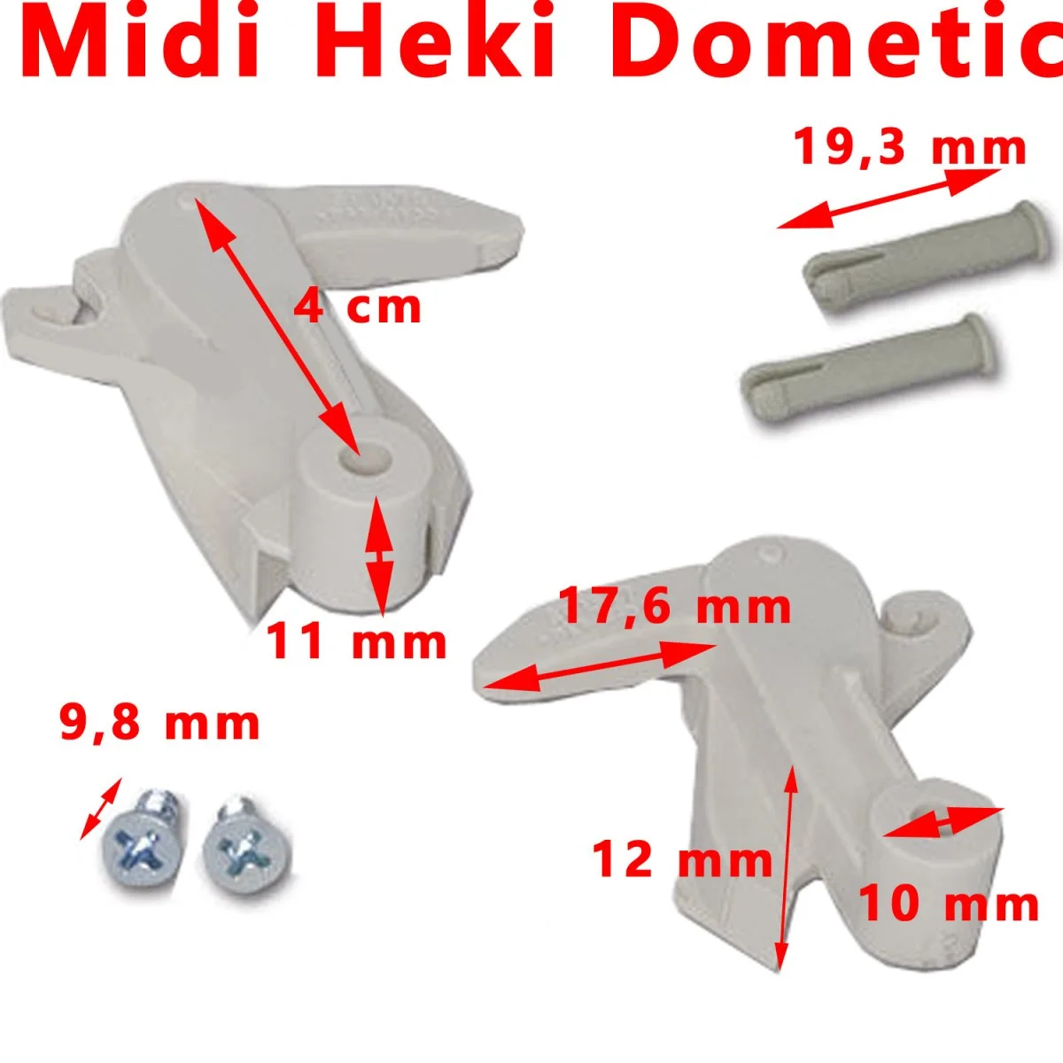 Paire de crochets de verrouillage (droit et gauche) pour dôme ou lanterneau des hublots Midi Heki par Dometic - Accessoires Outdoor pour Plus de Liberté de Mouvement - {'count': 3, 'name': 'cm'}