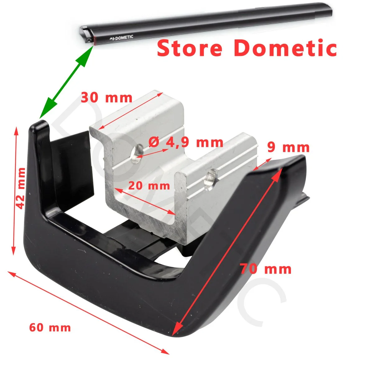 Embout noir de l’angle du panneau avant coté GAUCHE pour store PR2000 par Dometic - Accessoires Outdoor pour Plus de Liberté de Mouvement Barre de lestage 45cm à clipser pour panneau japonais