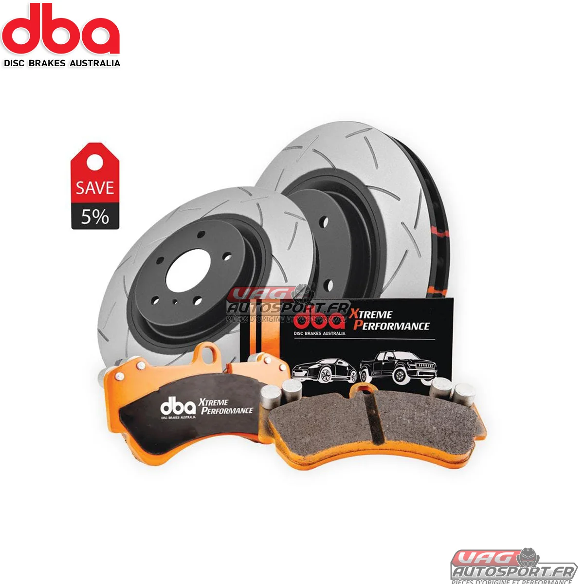 Pack freinage – DBA BRAKES – Disques 4000 Series T3 Slotted + Plaquettes de frein Xtreme Performance (2x DBA42832S DB15001XP + DB2186XP) - Saldi Straordinari – Offerte Speciali Disponibili Adesso