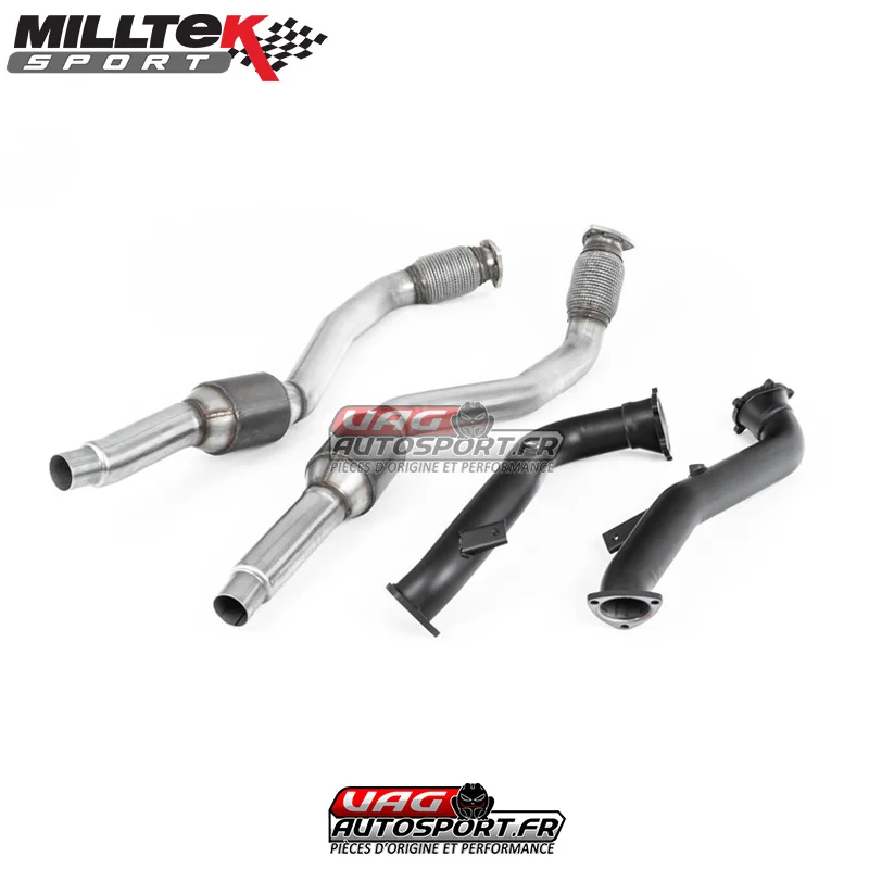 Descentes de Turbo 76 mm avec Semi-Gloss Black coating – Suppriment catalyseurs primaires – Avec catalyseurs secondaires Hi-Flow 100 CPSI (Pour grosse préparation) – Montage ligne Origine – SSXAU635 – Milltek - Saldi Straordinari – Offerte Speciali
