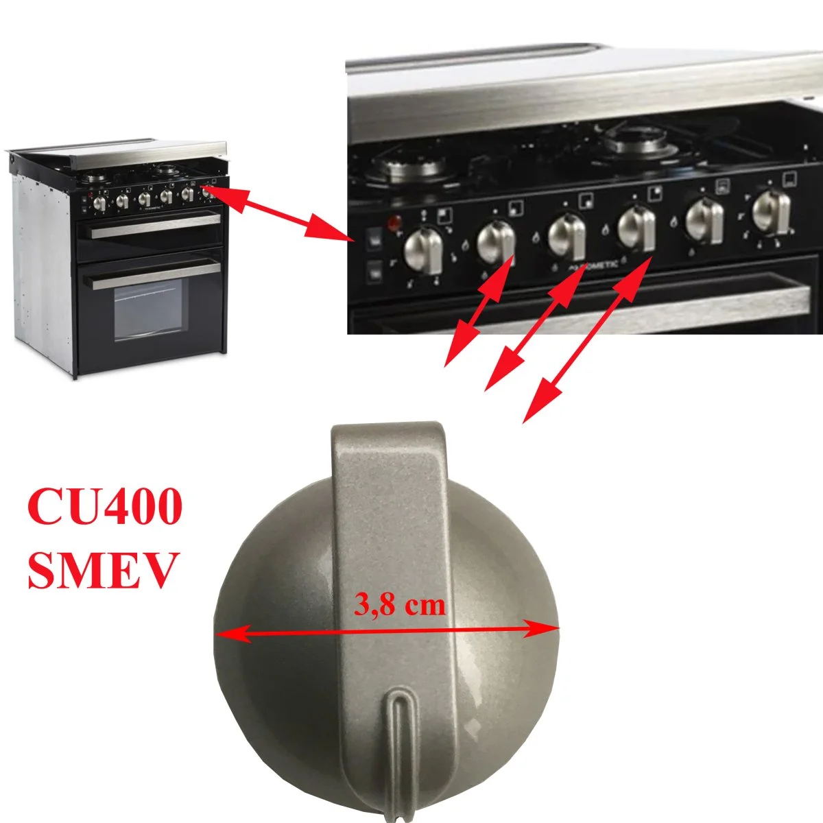 SMEV bouton rotatif gris feux CU400 Mod.400 Dometic Accessoires Outdoor Liberté Mouvement