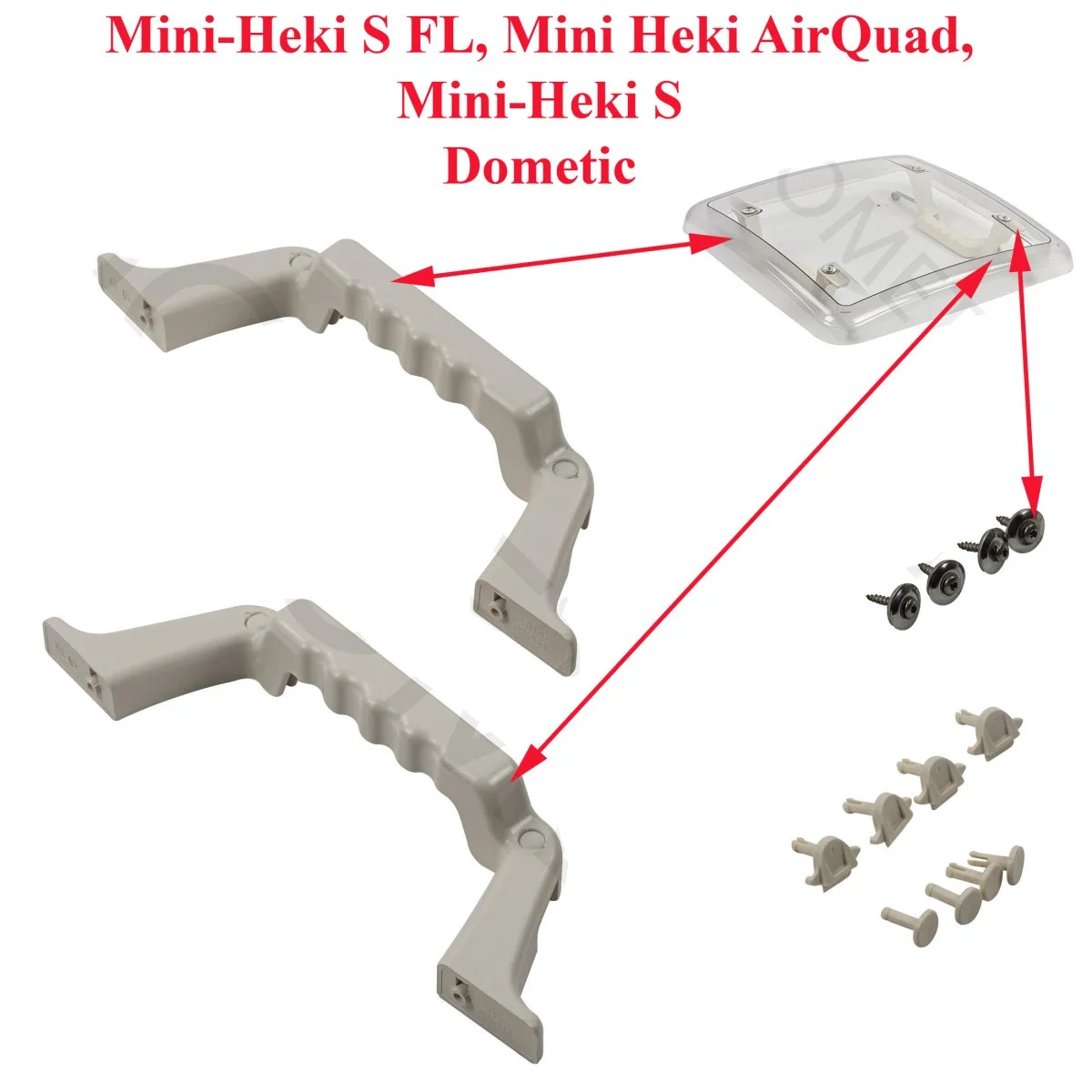Dometic, Mini-Heki S FL, Mini Heki AirQuad, Mini-Heki S, paire de poignées du dôme en plexiglass - Accessoires Outdoor pour Plus de Liberté de Mouvement accesstore E-Store propose une gamme de produits de Dometic