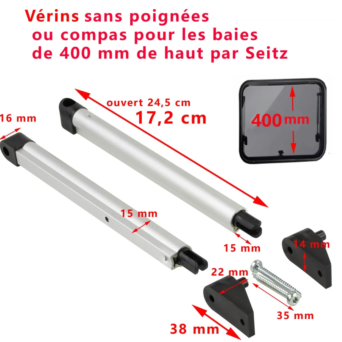 Paire vérin compas baies mm Dometic Seitz Accessoires Outdoor Liberté Mouvement