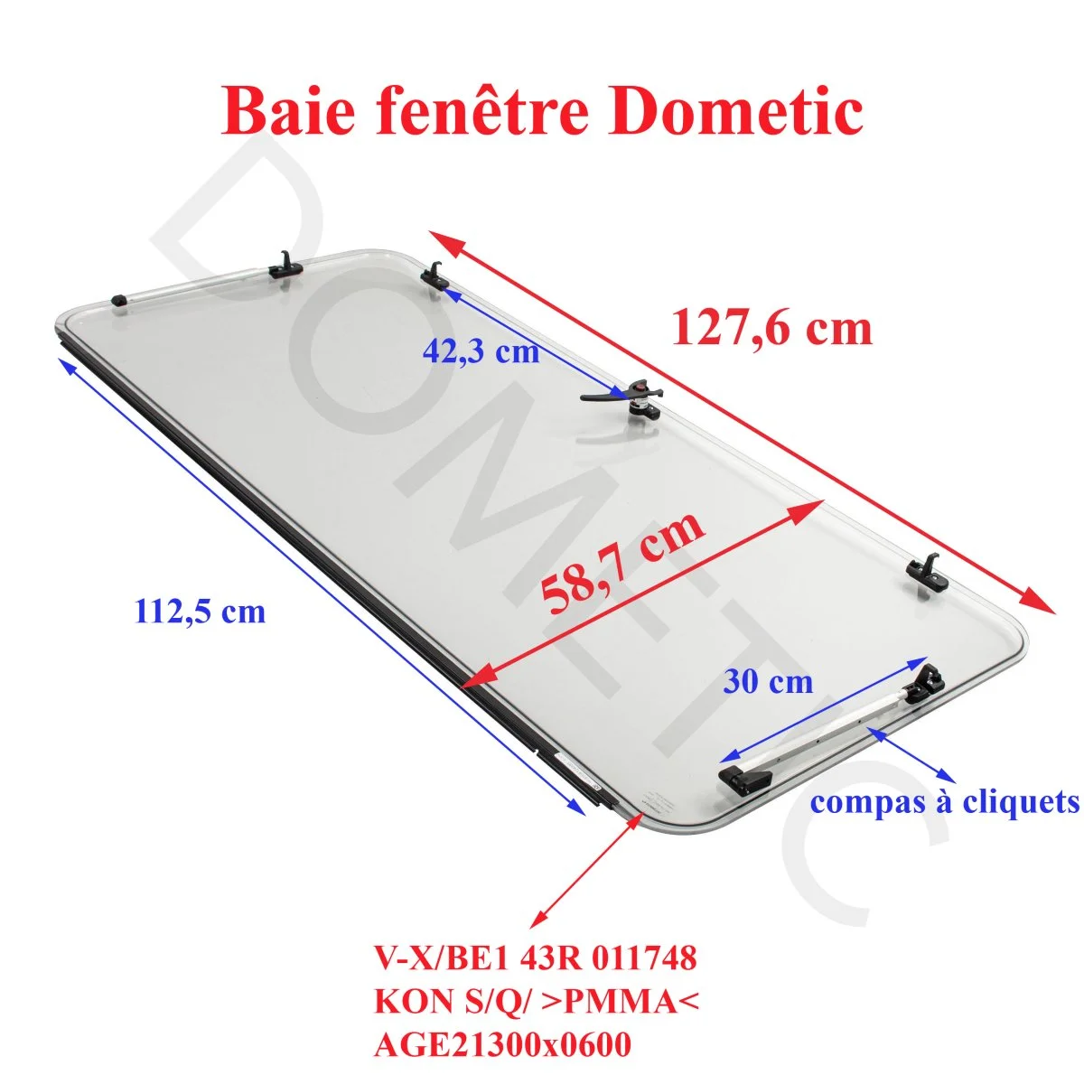 Dometic, vitre plexiglass, ou baie de remplacement de fenêtre de camping-car S7 projetable 1300×0600 mm AGE21300x0600 - Accessoires Outdoor pour Plus de Liberté de Mouvement Accessoires Camping-car VITRE DE REMPLACEMENT POUR BAIE S4