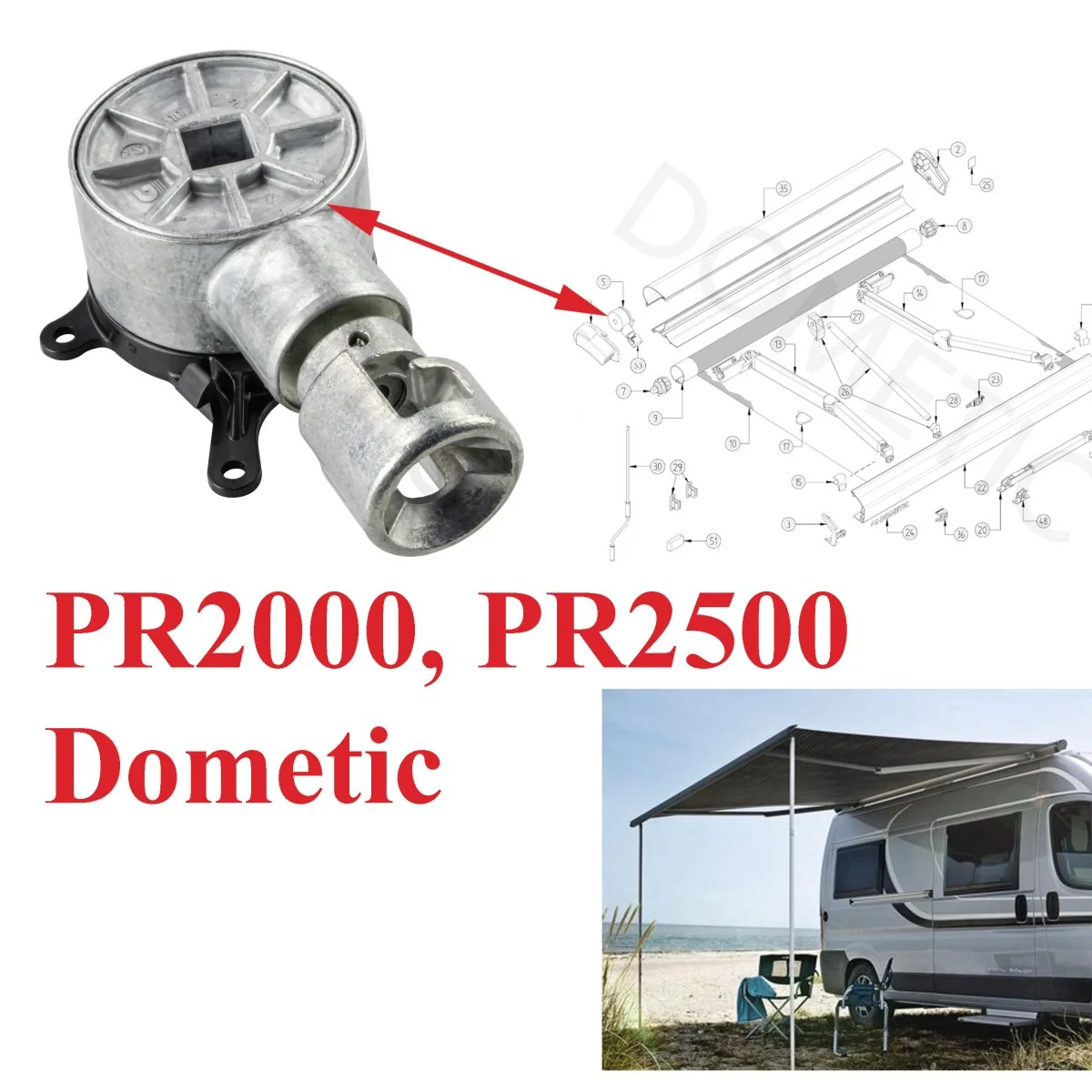 Dometic, engrenage pour store des marques: KIT POSSL PR2000 DUCATO, KIT PR2000 DUCATO, MALIBU PR2000, OEM MALIBU PR2000, PR2000, PR2500 – DISPONIBLE VERS LE 26 MAI 2026 - Accessoires Outdoor moog-513398 pour Plus de Liberté de Mouvement