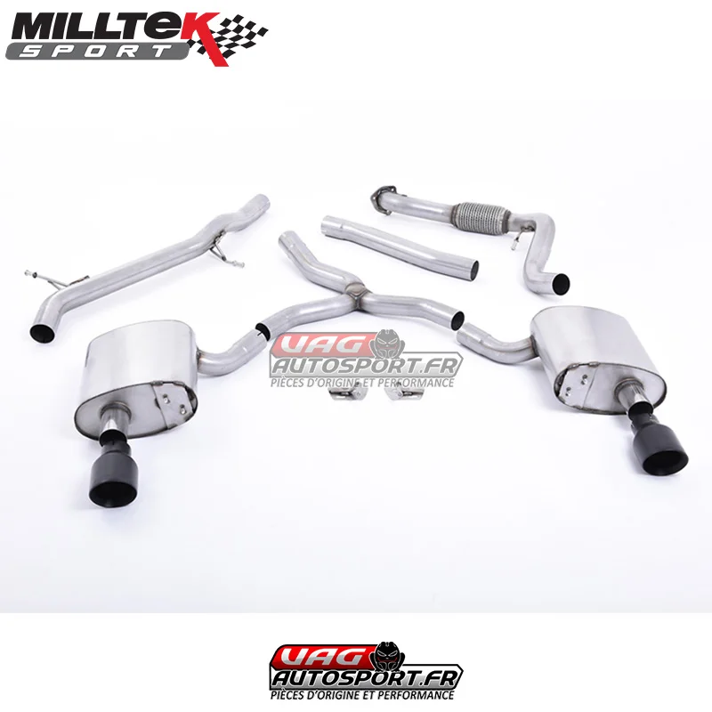 Demi-ligne (CatBack) – Sans silencieux primaire – Sans silencieux intermédiaire – Sorties Dual GT100 Black – Audi A4 2.0 TFSI B9 Quattro Saloon et Avant – (2016+) – SSXAU615 – Milltek - Saldi Straordinari – Offerte Speciali Disponibili Adesso