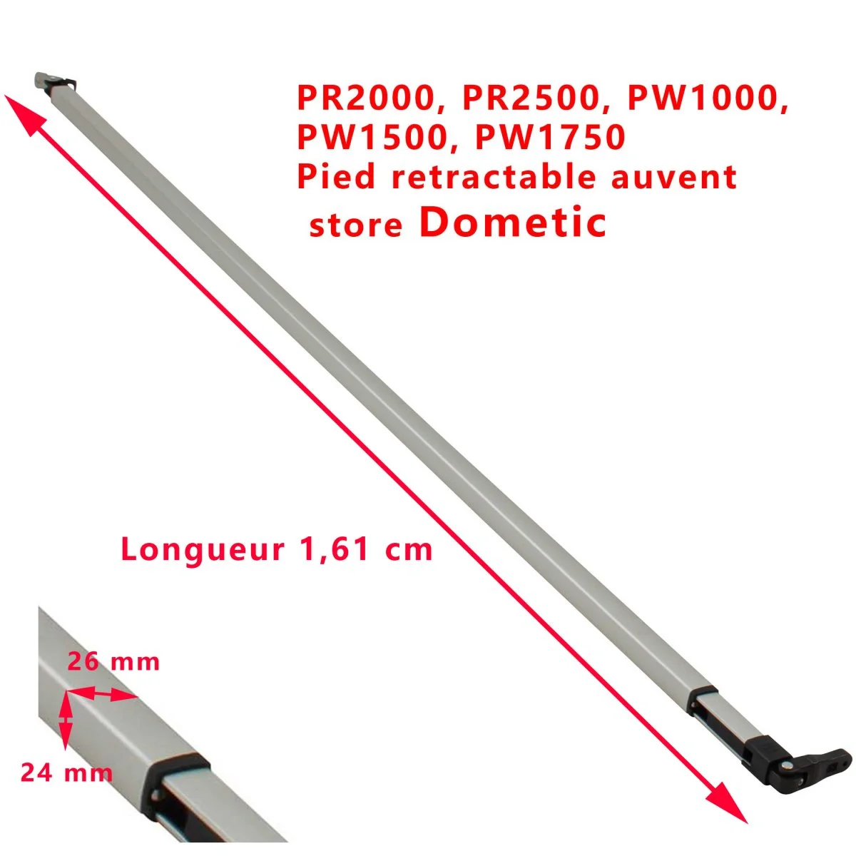 Pied rétractable pour les auvents compatible pour les Prostors ainsi que PR2000, PR2500, PW1000, PW1500, PW1750 Dometic – NOUS CONTACTER POUR LE DELAIS - Accessoires Outdoor pour Plus de Liberté de Mouvement Pied de renfort Dorema - 15 €