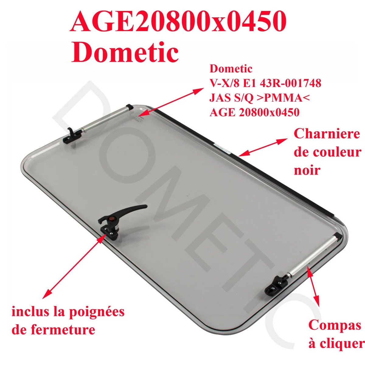 Dometic, 800x450 vitre plexiglass, ou baie de remplacement de fenêtre de camping-car S7 projetable 800×0450 mm – AGE20800x0450 - Accessoires Outdoor pour Plus de Liberté de Mouvement