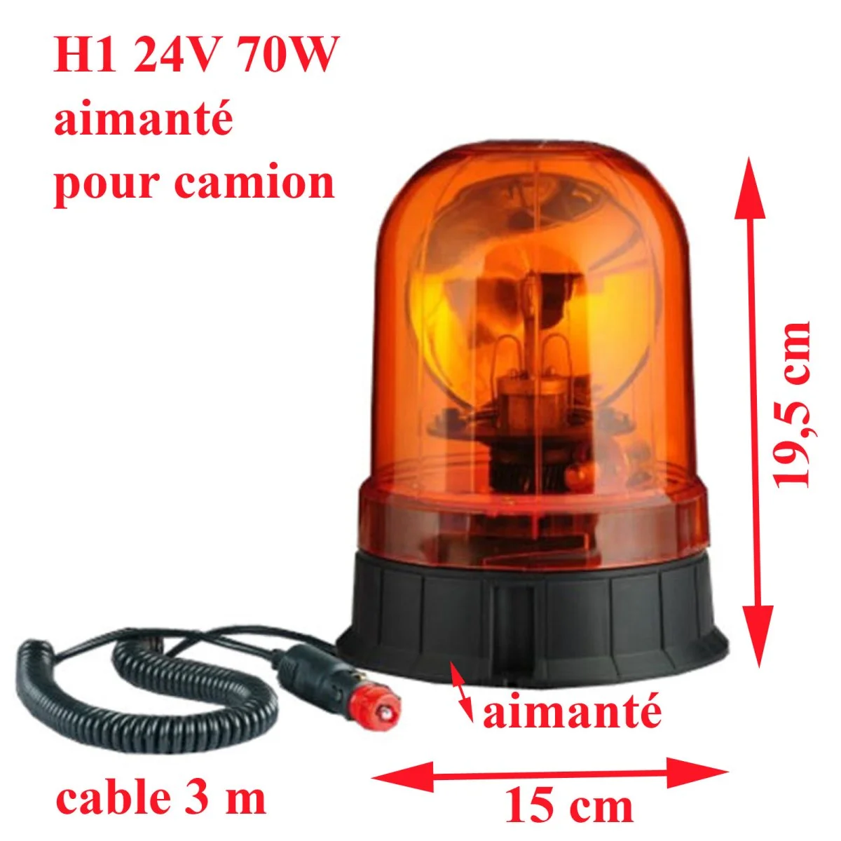 Gyrophare aimanté H1 24V - Accessoires Outdoor pour Plus de Liberté de Mouvement - {'count': 1, 'name': 'FEUX'}