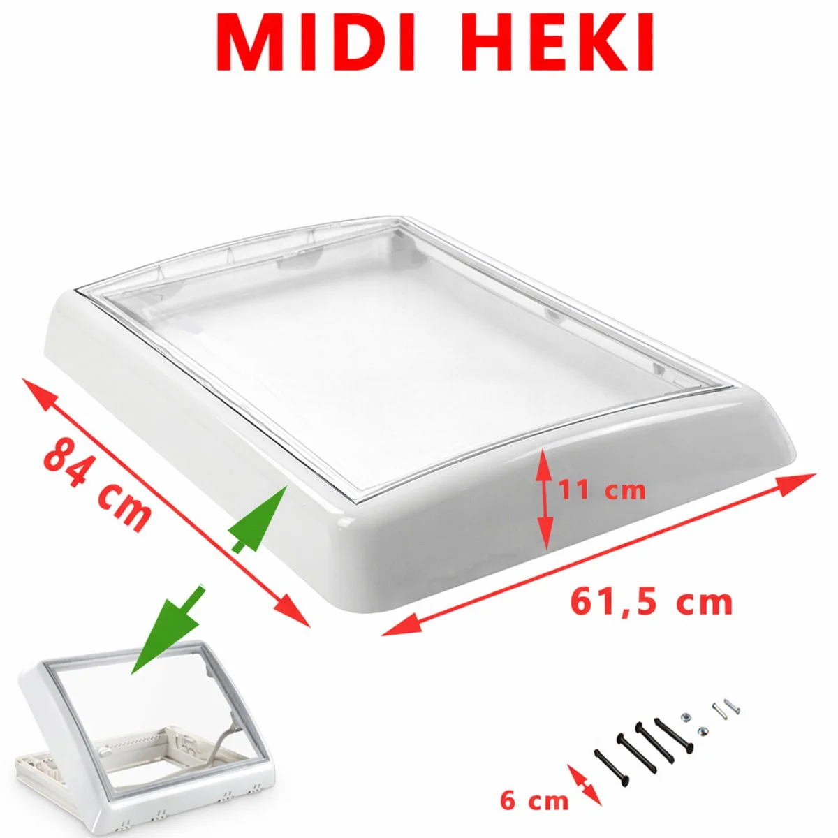 Dôme acrylique lanterneau transparent couvercle plexiglass MIDI HEKI BG449301 SE1490G0700x0500 Dometic DISPONIBLE DEBUT JUIN Accessoires Outdoor Liberté Mouvement