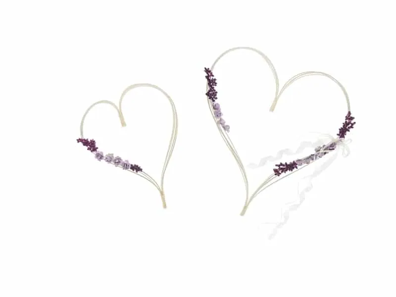 Déco de voiture double cœur- Ivoire / Violet - ​Boulangerie-Pâtisserie | Pain au Levain & Viennoiseries​ coulisses