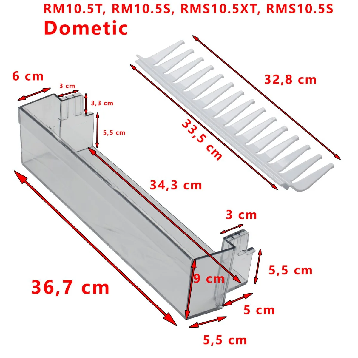 Porte bouteilles ou balconnet bas THETFORD pour réfrigérateur RM10.5T, RM10.5S, RMS10.5XT, RMS10.5S Dometic - Accessoires Outdoor pour Plus de Liberté de Mouvement