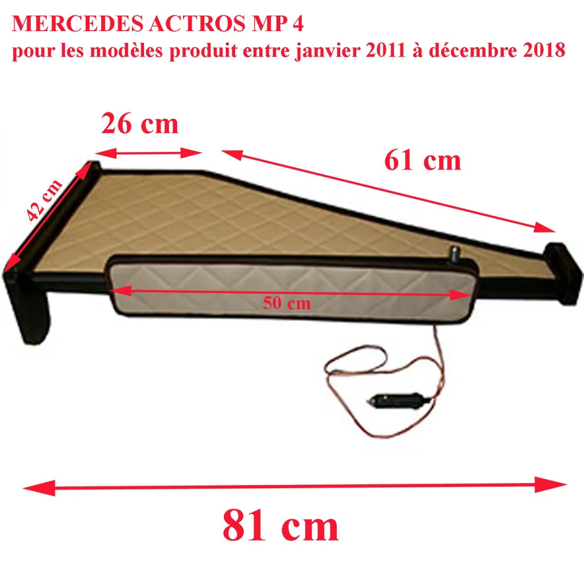 Tablette centrale Mercedes Actros MP4 avec led couverte en éco cuir pour les modèles produit entre janvier 2011 et décembres 2018) - Accessoires Outdoor pour Plus de Liberté de Mouvement - {'count': 1, 'name': 'brouillard'}