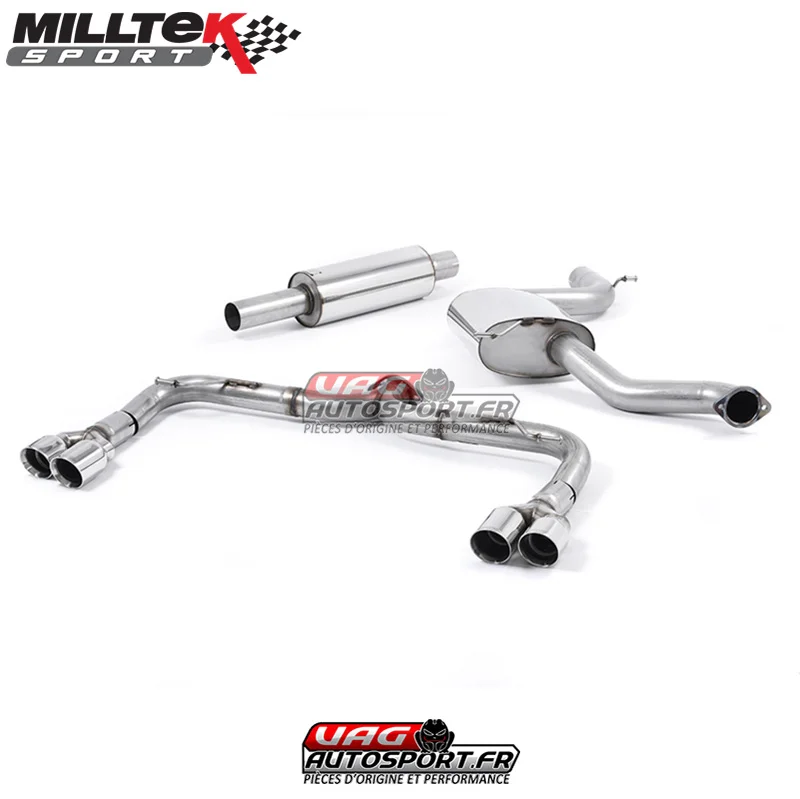 Demi-ligne (CatBack) – Avec silencieux intermédiaire – Sans silencieux Arrière – Sorties Quad GT80 – Seat Leon Cupra 280 2.0 TSI 280 / 290 cv – (Sans FAP) – SSXSE165 – Milltek - Saldi Straordinari Non-Resonated – Offerte Speciali Disponibili Adesso