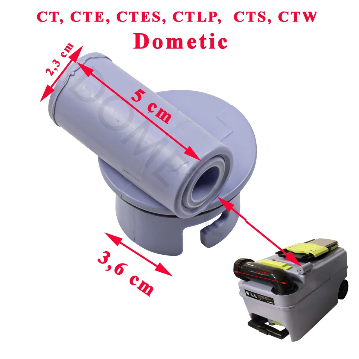 Dometic, embout adaptateur avec joint torique pour toilette CT4110, CT3050, CT3110, CT4050, CTE4110, CTELP4110, CTES4110, CTLP4050, CTLP4110, CTLP3050, CTLP3110, CTS3110, CTS4110, CTS3050, CTS4050, CTW4010, CTW4050, CTW4110, CTW4110, CTW3050, CTW3110, CTW4050, CTW4110 - Accessoires