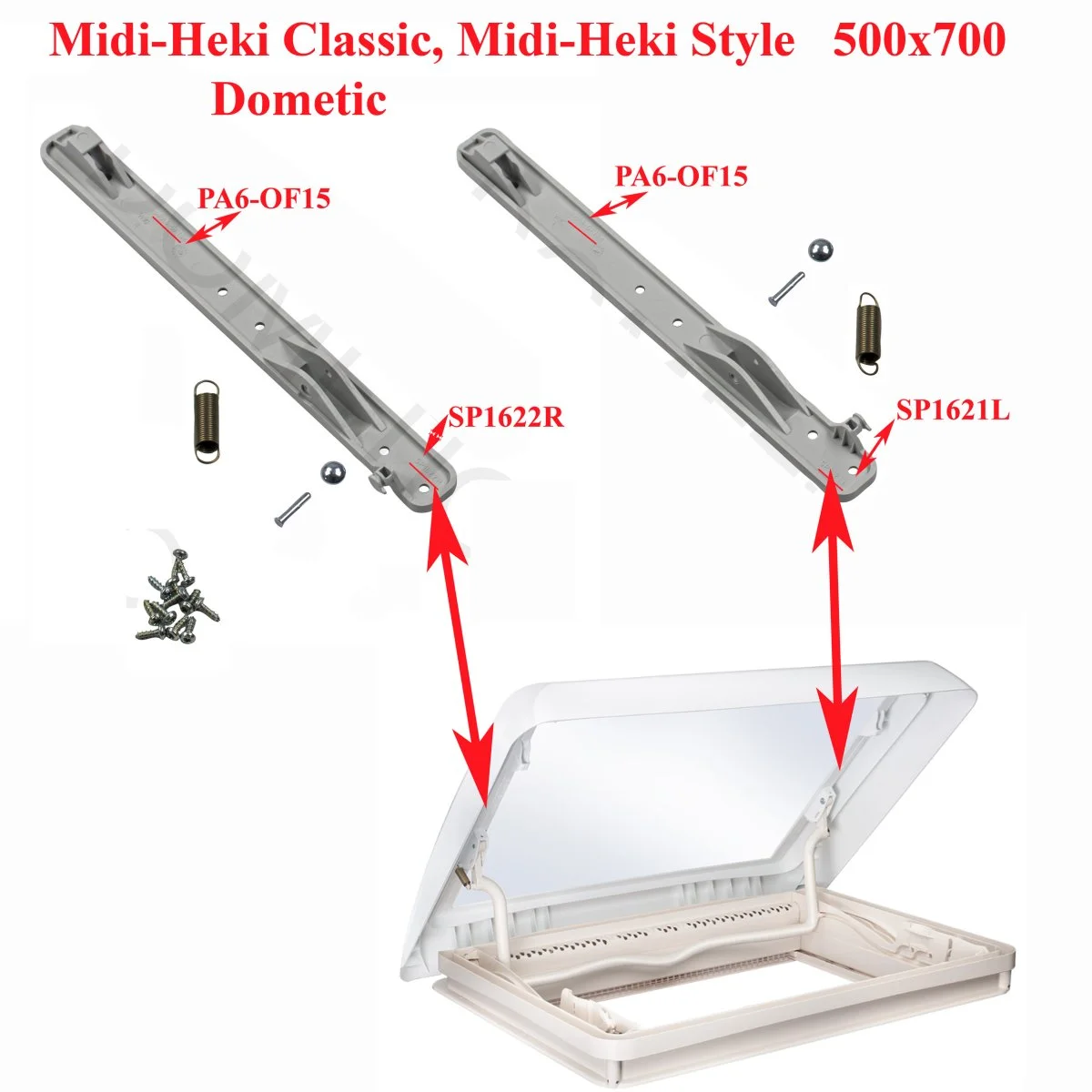 Dometic, paire de plaques de fixation de la barre de levage du dôme des lanterneaux Midi-heki style, Midi heki classic - Accessoires Outdoor pour Plus de Liberté de Mouvement - {'count': 3, 'name': 'toit'}