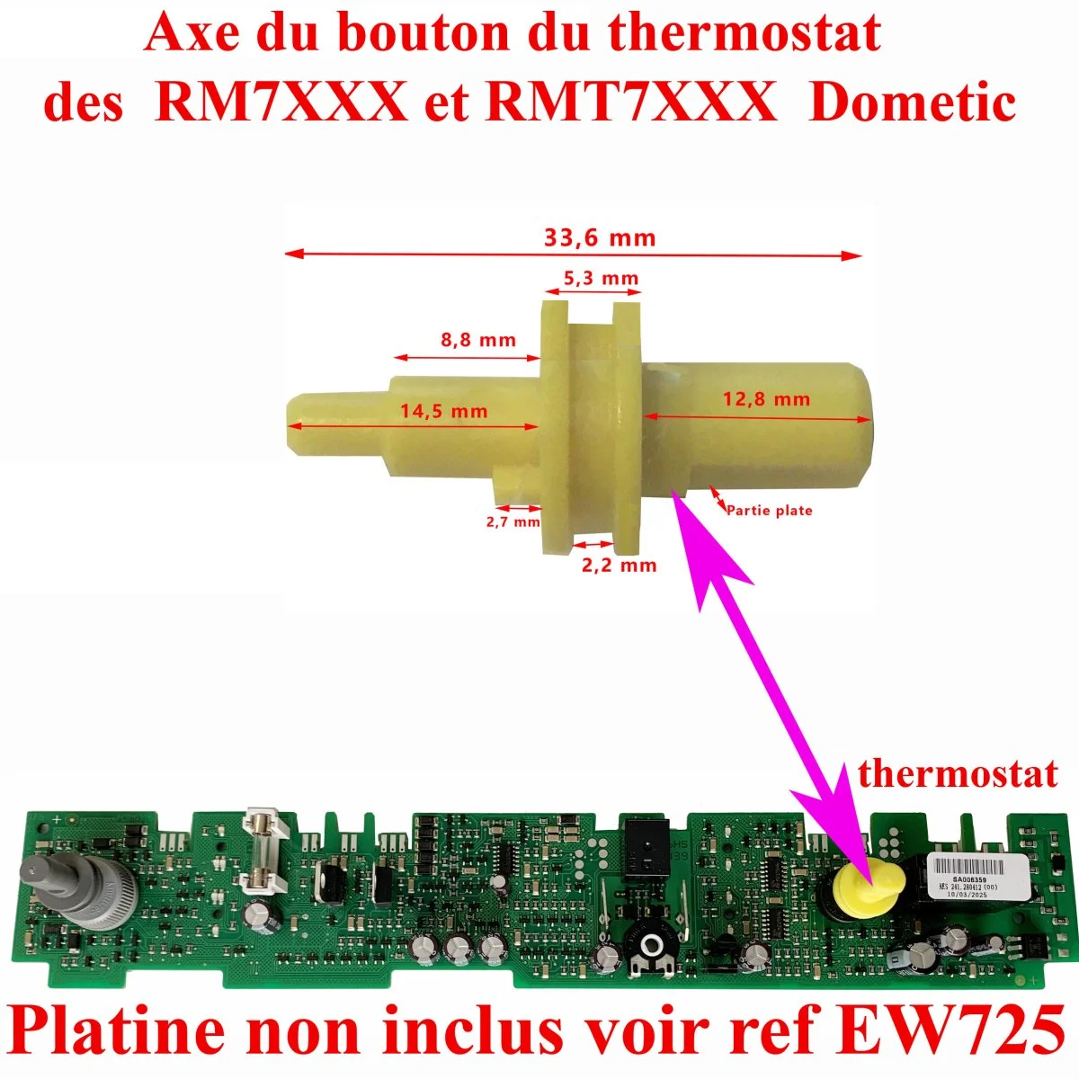 Dometic, axe pivot qui se trouve juste RM7365 derrière le bouton du thermostat des RM7XXX et RMT7XXX par Dometic - Accessoires Outdoor pour Plus de Liberté de Mouvement
