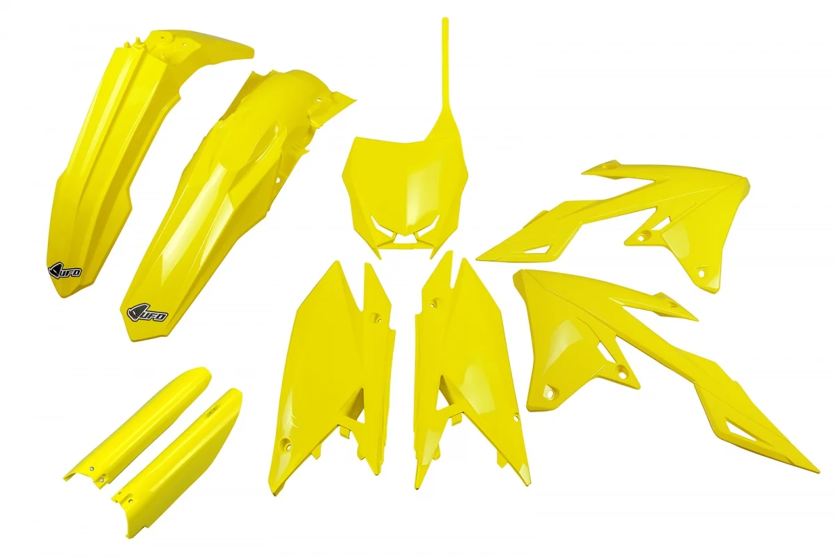 Plastique UFO Suzuki 250 RMZ 2019 -> 2026 / 450 RMZ 2018 -> 2026 Kit complet - Tout pour Créer des Expériences Mémorables en Extérieur SUZUKI RMZ FACTORY - Graphcover - Fabricant Français de kits déco standards  et personnalisés de haute qualité