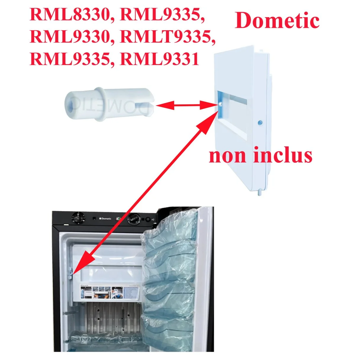 Dometic, un Pêne de la porte freezer des réfrigérateurs RML8330, RML9335, RML9330, RMLT9335, RML9335, RML9331 - Accessoires Outdoor pour Plus de Liberté de Mouvement - {'count': 2, 'name': 'épreuve'}