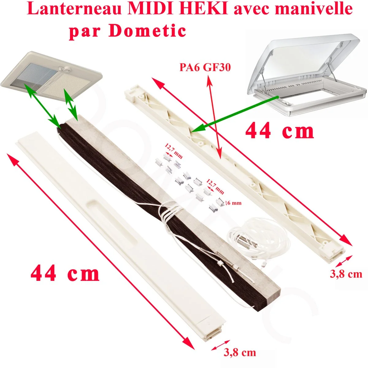 Dometic, Midi-Heki avec manivelle, voici le store et la moustiquaire blanc crème pour les lanterneaux 700 mm x 500 mm - Accessoires Outdoor pour Plus de Liberté de Mouvement - {'count': 2, 'name': 'caravane'}