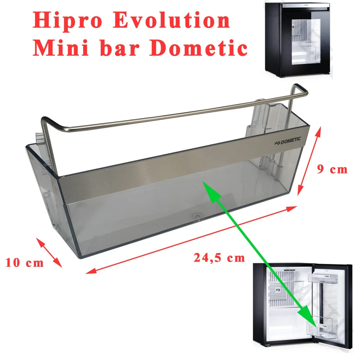 Dometic, balconnet bas des mini bar Hipro évolution N40S2, Hipro Evolution A40, Hipro Evolution C40, Hipro Evolution N40 - Accessoires Outdoor pour Plus de Liberté de Mouvement Mini-bar - BEKO - Balconnet porte bouteilles - Réfrigérateur - Congélateur