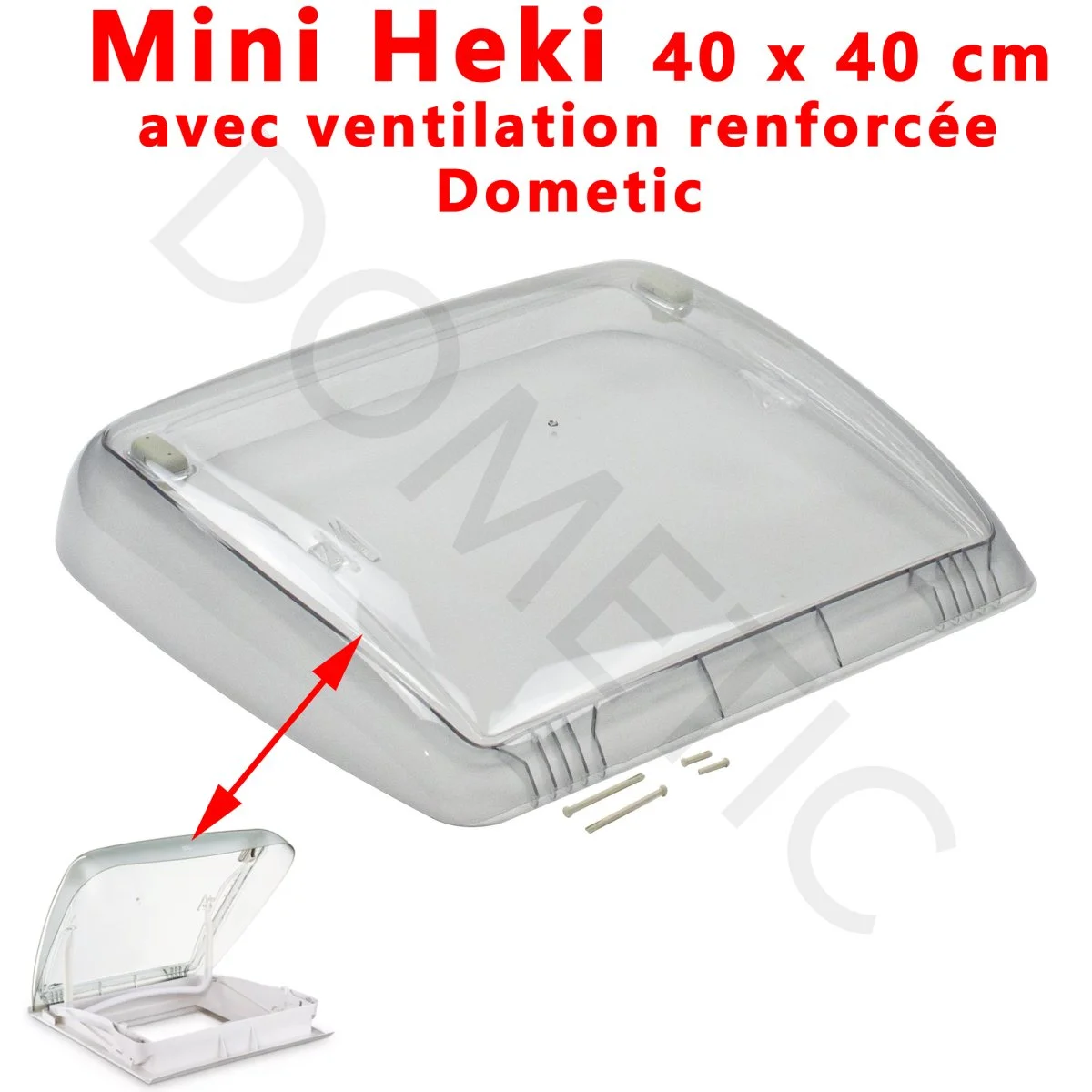 Dôme du lanterneau mini-heki en plexiglass ou acrylique ou couvercle en plexiglass complet pour MINI-HEKI avec ventilation (sans joint) par Dometic – DISPONIBLE VERS LE 15 AVRIL 2026 - Accessoires Outdoor pour Plus de Liberté de Mouvement Dôme seul pour toit ouvrant panoramique Heki