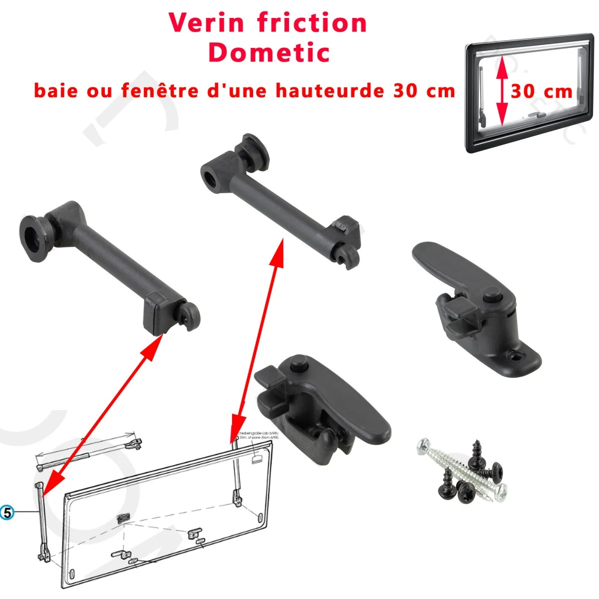 Dometic paire de compas par friction, ou vérins avec poignée pour les baies S4 ayant une hauteur de 30 cm Seitz - Accessoires Outdoor pour Plus de Liberté de Mouvement - {'count': 2, 'name': 'SEASTAR'}