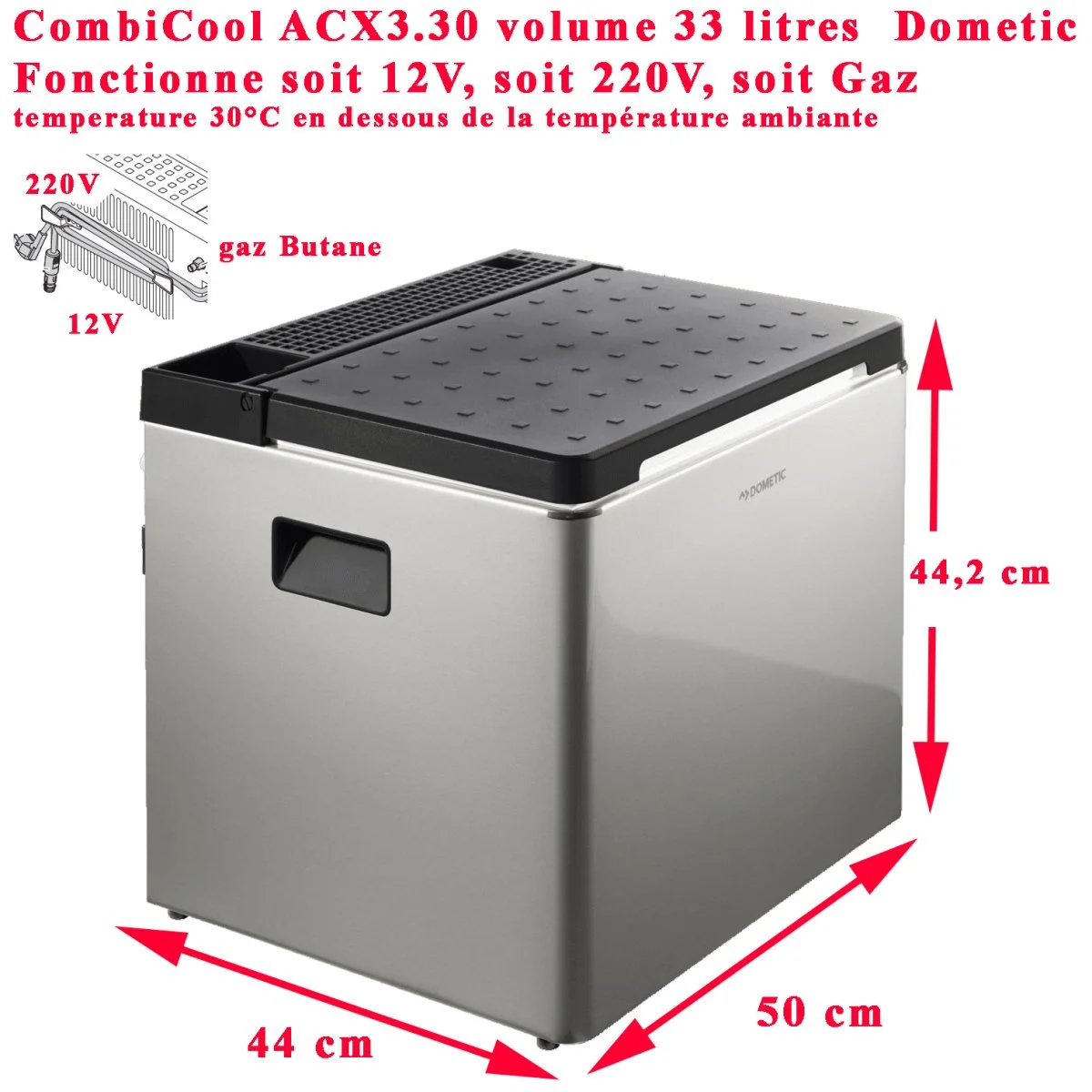 Dometic, CombiCool ACX3, Glacière à absorption 33 litres, 12V/220V/Gaz Butane - Accessoires Outdoor pour Plus de Liberté de Mouvement - {'count': 1, 'name': 'Boutique'}